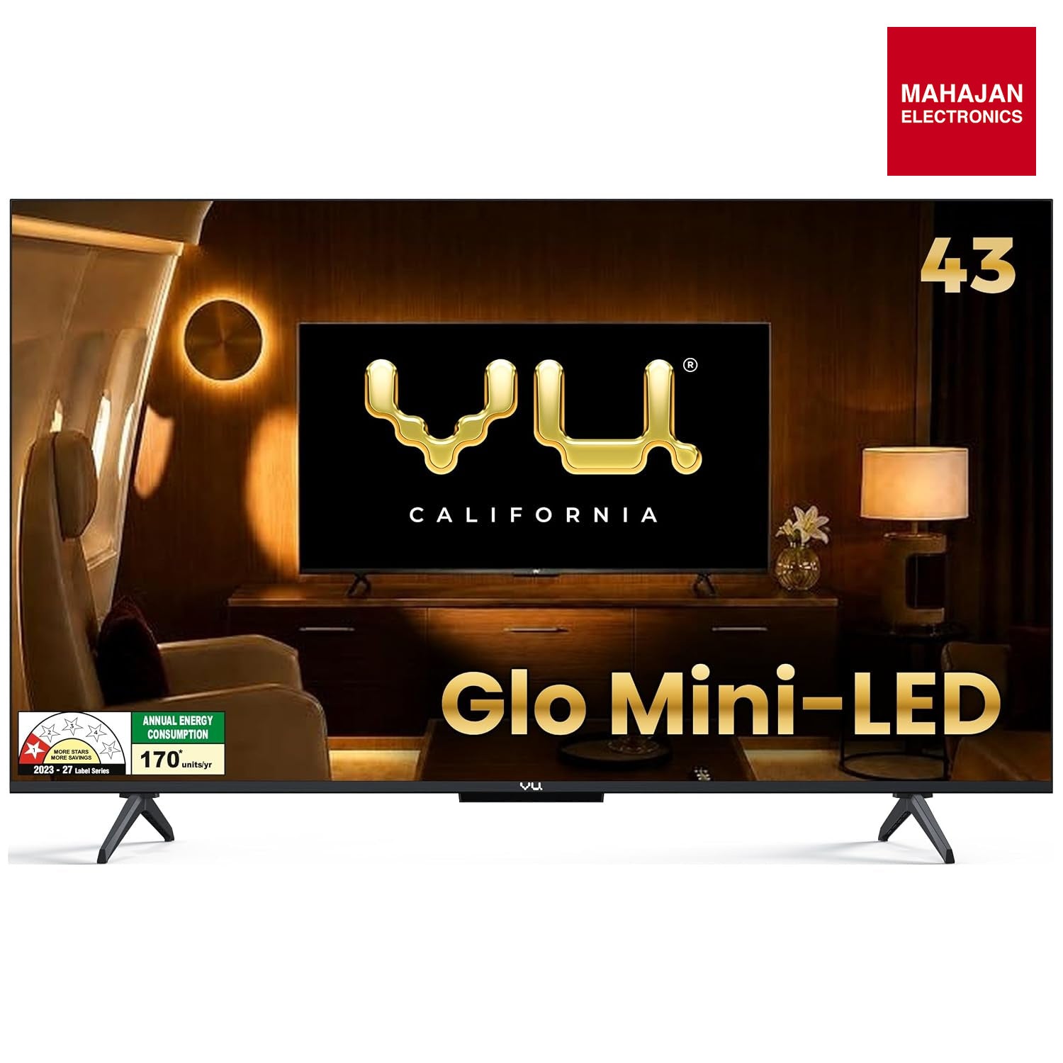Vu GLO43MINILED California 108cm (43 inch) Glo MiniLED Google 4K TV 2026 - Mahajan Electronics Online