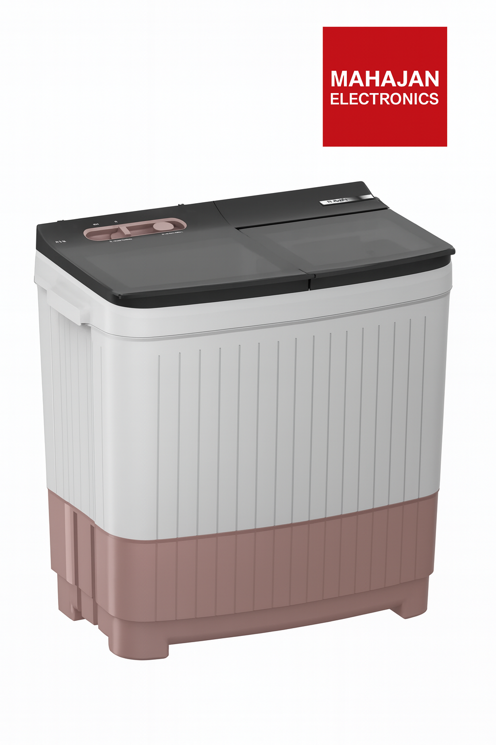 Washing machine with Mahajan Electronics logo on a white background