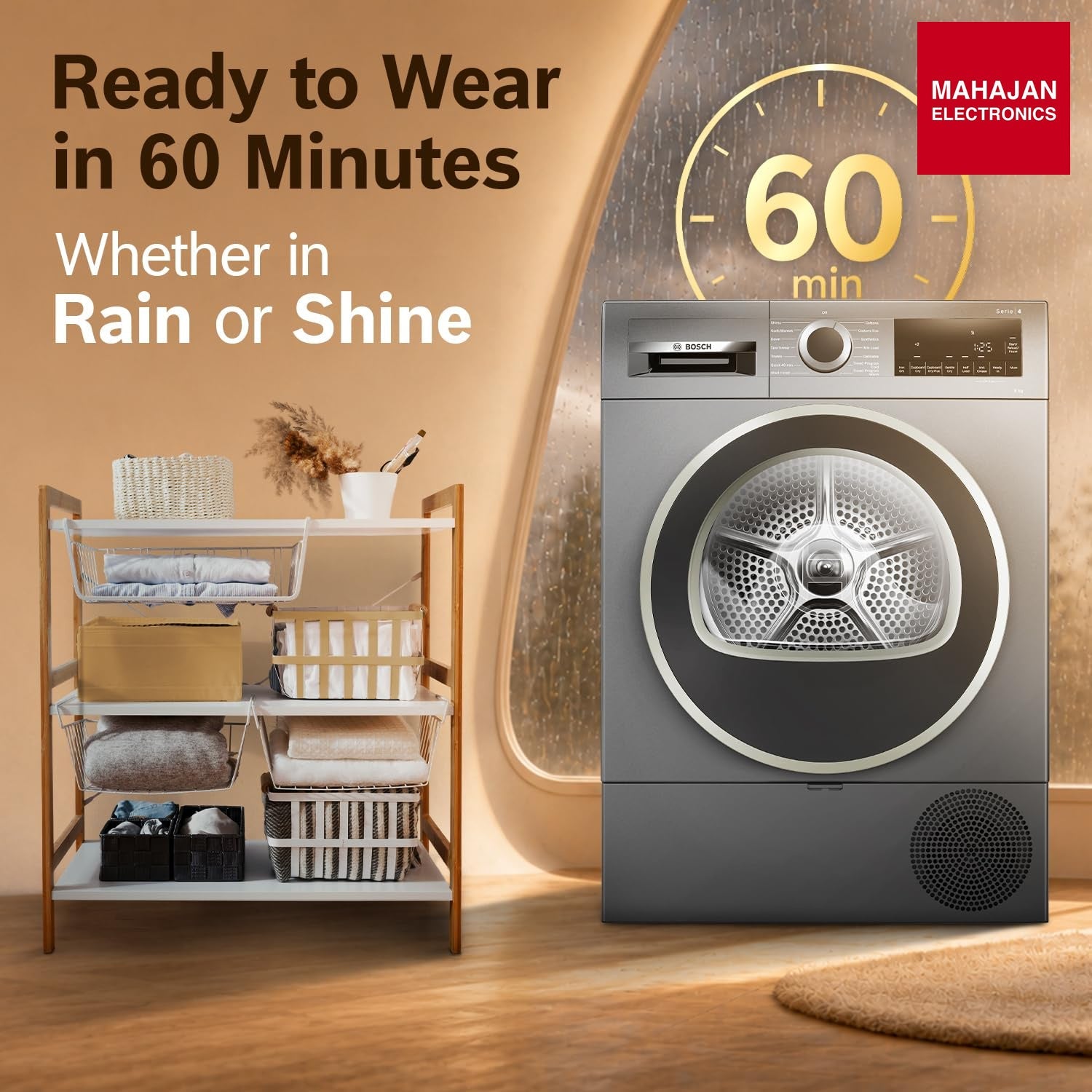 Bosch WQG2420RIN 9 kg Front Load Fully-Automatic Heat Pump Tumble Dryer, 100% Drying, 5 Drying Options, Reduces 99.9% Allergens, Ready-to-Wear, Cast Iron Grey, (2026 Model) Bosch online mahajan electronics