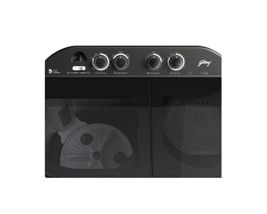 Godrej WSEDGE JAZZ 115 5.0 DB3 M CSGR Semi Top load Washing Machine 11.5kg Crystal Grey - Mahajan Electronics Online