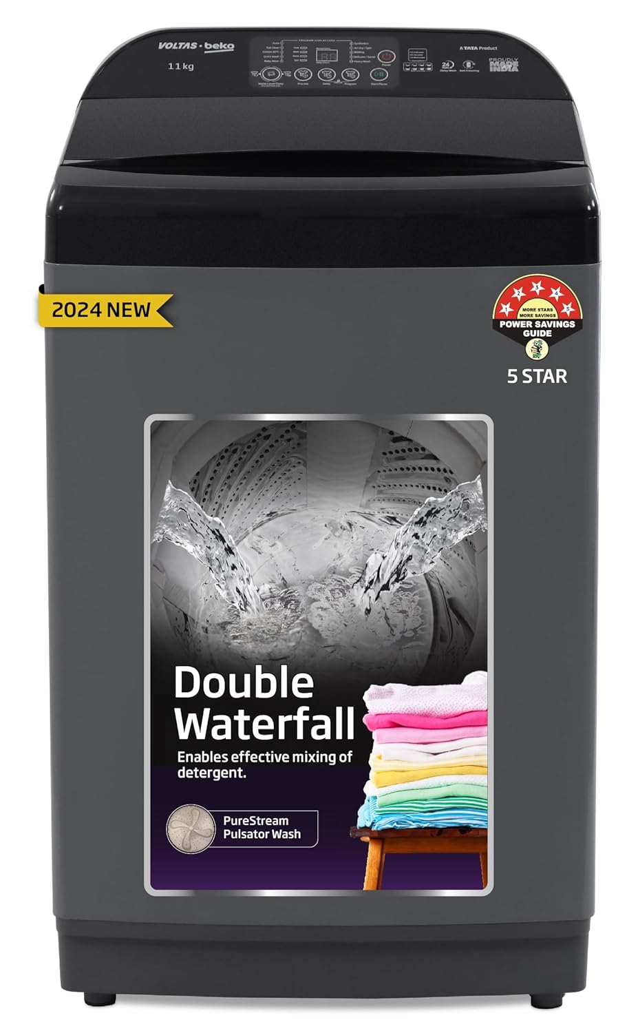 Voltas Beko, A Tata Product WTL9006UEA/SPBOOD 9 Kg 5 Star Fully-Automatic Top Loading Washing Machine (2024 Model, Grey) Machine Mahajan Electronics Online