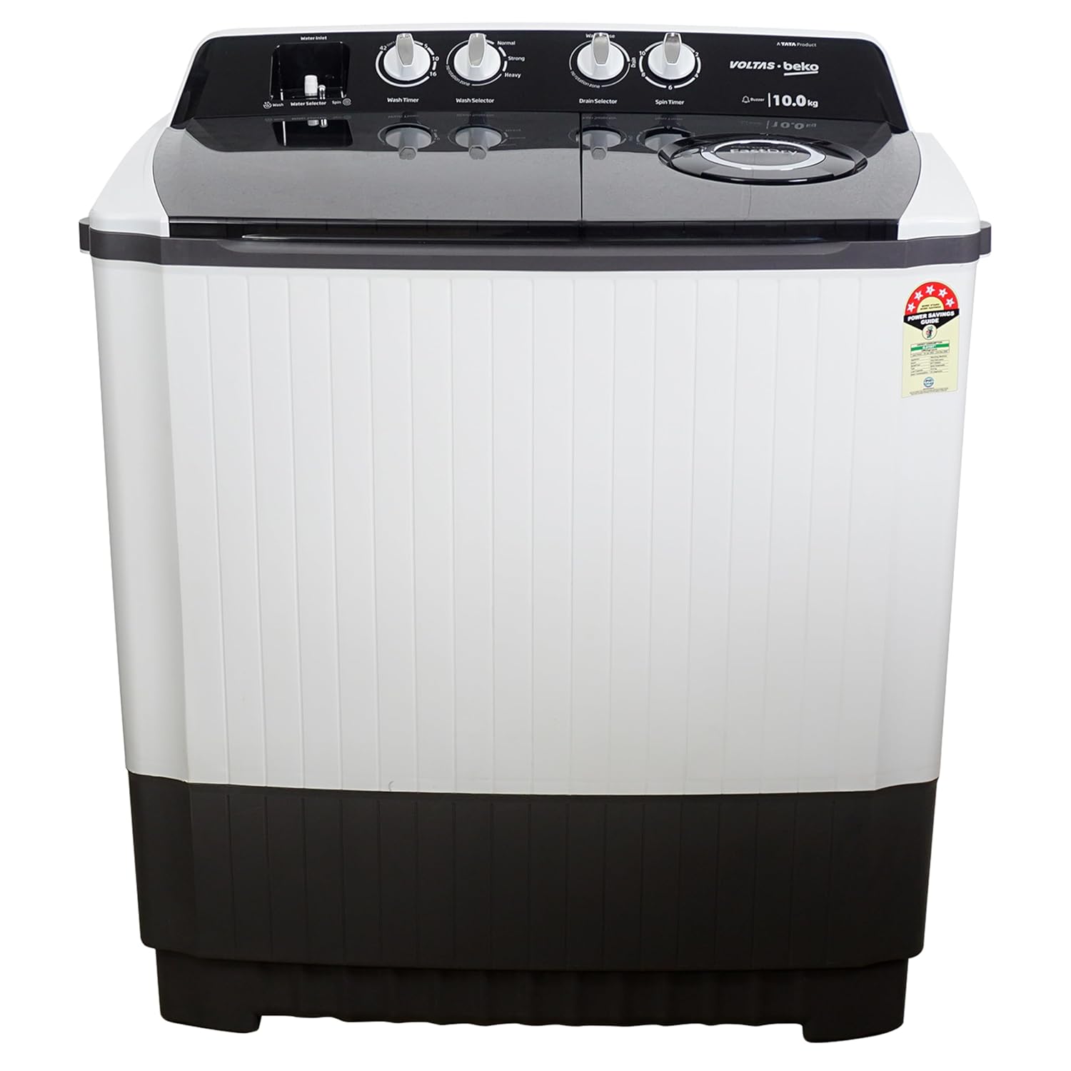 Voltas Beko WTT10/UCAGRSSWH4PTD 10 Kg Semi Automatic Top Load Washing Machine, 5 Star (Grey) | Fast Dry™, Double Waterfall, Special Pulsator, Dual Cassette Filter