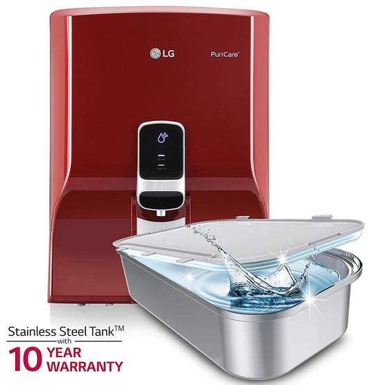 LG Puricare WW140NPR RO + Mineral Booster Water Purifier with Dual Protection Stainless Steel Tank, RED - Mahajan Electronics Online