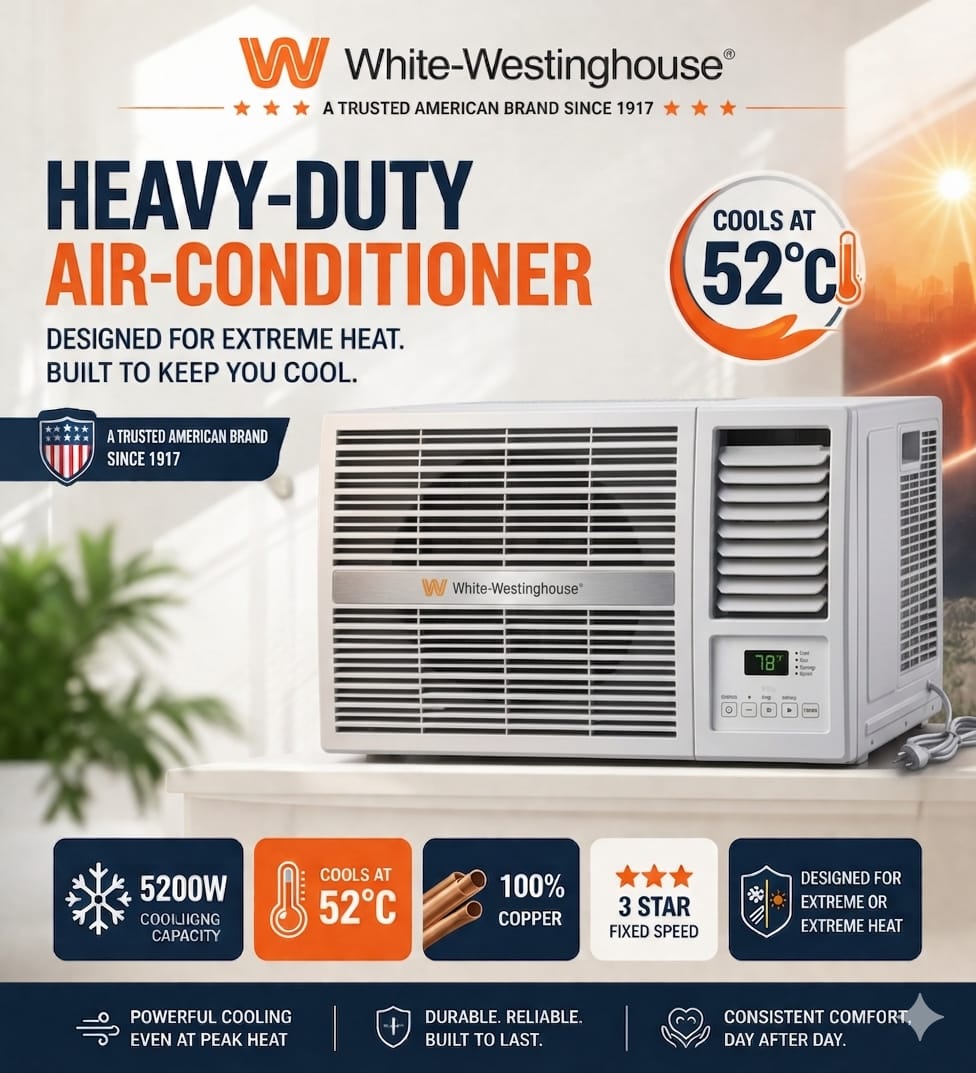 White Westinghouse WERAC19F3HD 1.5 Ton 3 star Fixed Speed Window Air Conditioner 2026 Series-Online Mahajan Electronics