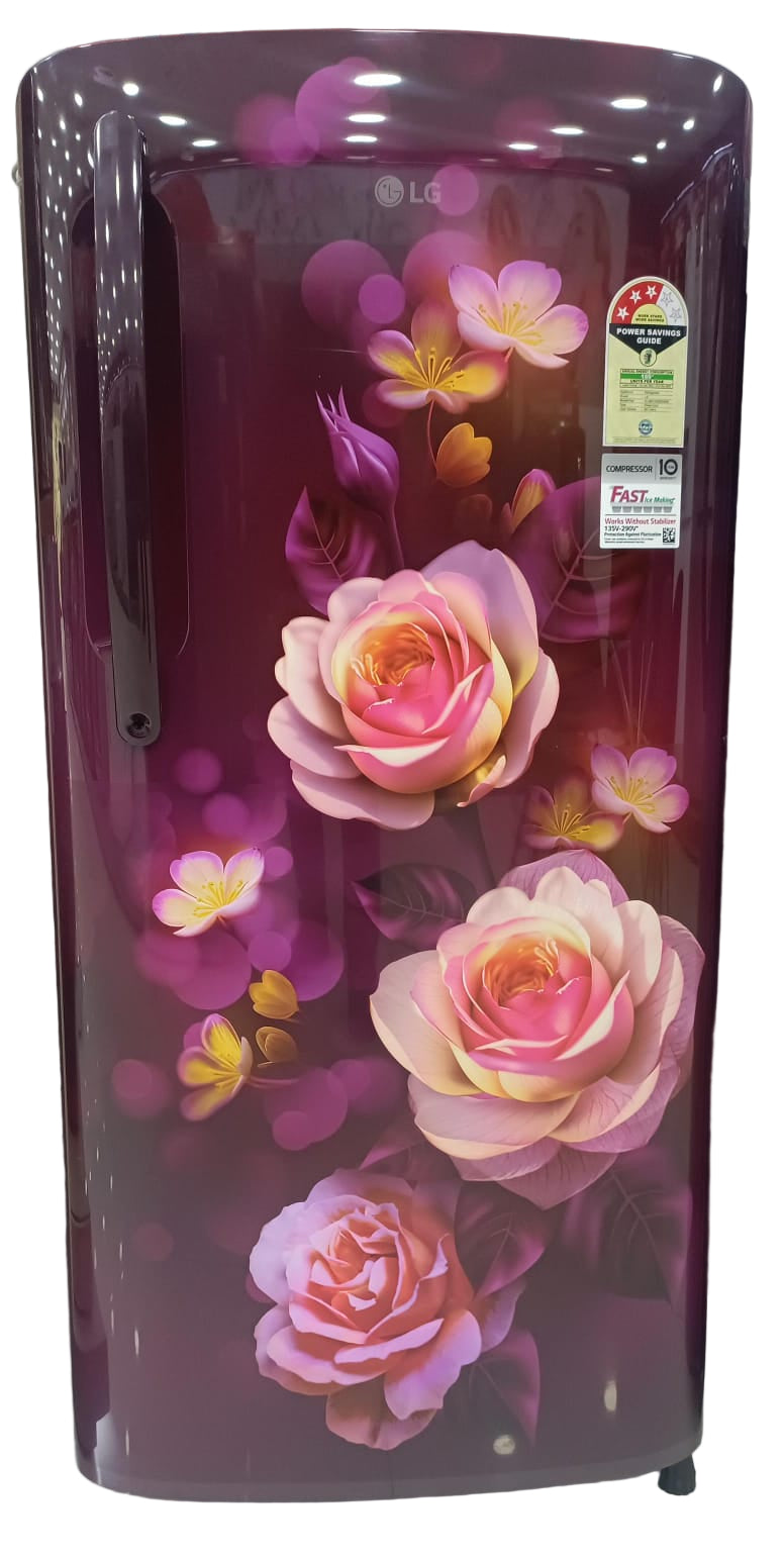 LG GL-B211HSBD, 201 Ltrs 3 Star Inverter Direct Cool Single Door Refrigerator, Scarlet Bloom Mahajan Electronics Online