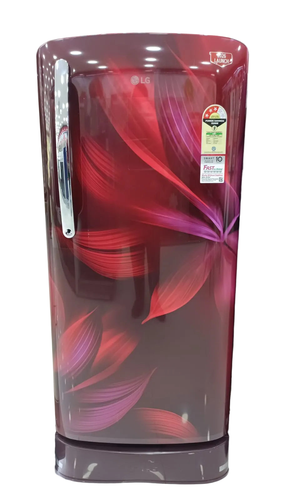 LG GLD2136ZHSA 201 L Single Door Refrigerator, Base Stand Drawer, Direct Cool, Smart Inverter Compressor, 3 Star Scarlet Aurora Mahajan Electronics Online