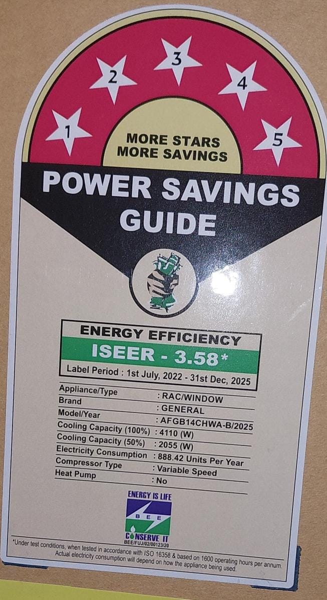 OGENERAL AFGB14CHWA-B WINDOW AC 1.2 TON 5 STAR Mahajan Electronics online
