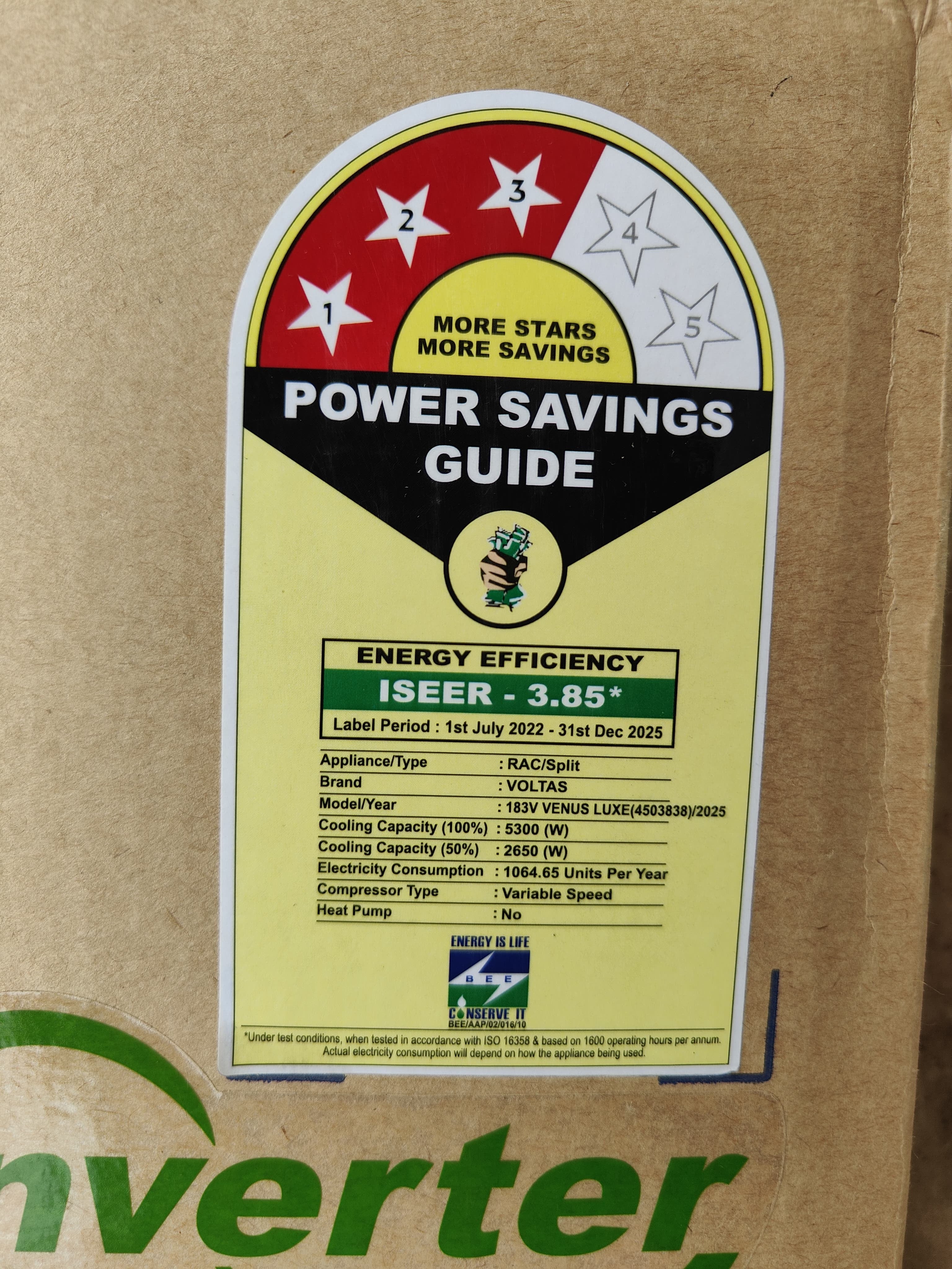 Voltas 183V Venus Luxe Maha Adjustable Inverter AC, Heavy-Duty 1.5 Ton, 3 Star Split Ac