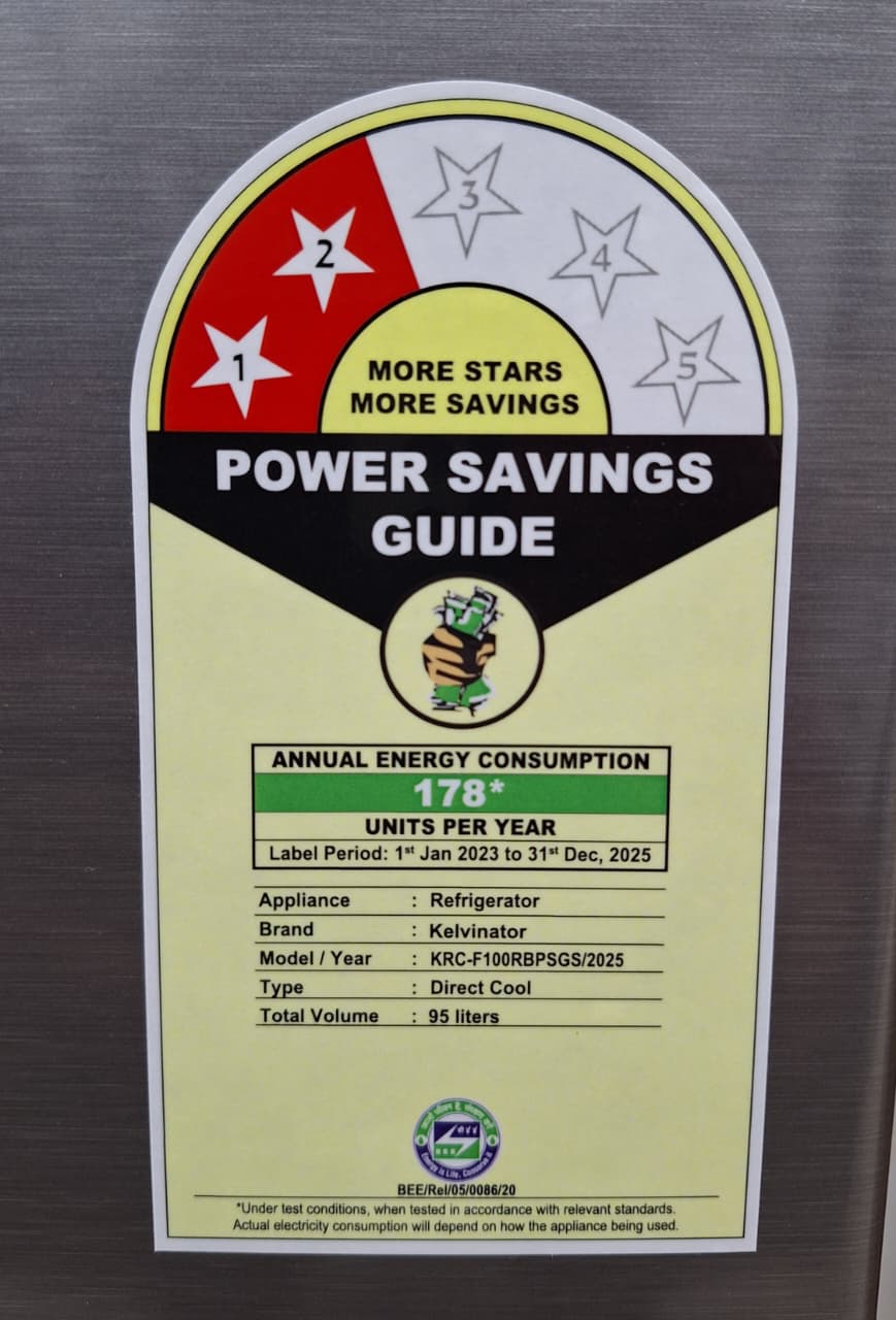 Kelvinator KRC-F100RBPSGS 95L 2 Star Direct Cool Single Door Refrigerator | Inox Grey | Compact Design | Energy Efficient Mahajan Electronics Online