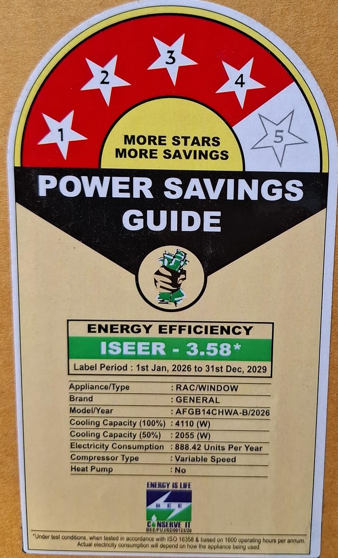 OGENERAL AFGB14CHWA-B WINDOW AC 1.2 TON 4 STAR Mahajan Electronics online