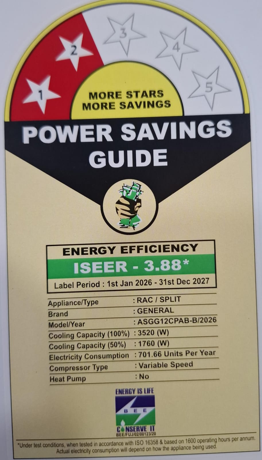 O General ASGG12CPAB-B 1 Ton 2 Star Inverter Split AC | Copper Condenser | R32 Refrigerant | Free Installation | 5-Year ODU PCB Warranty
