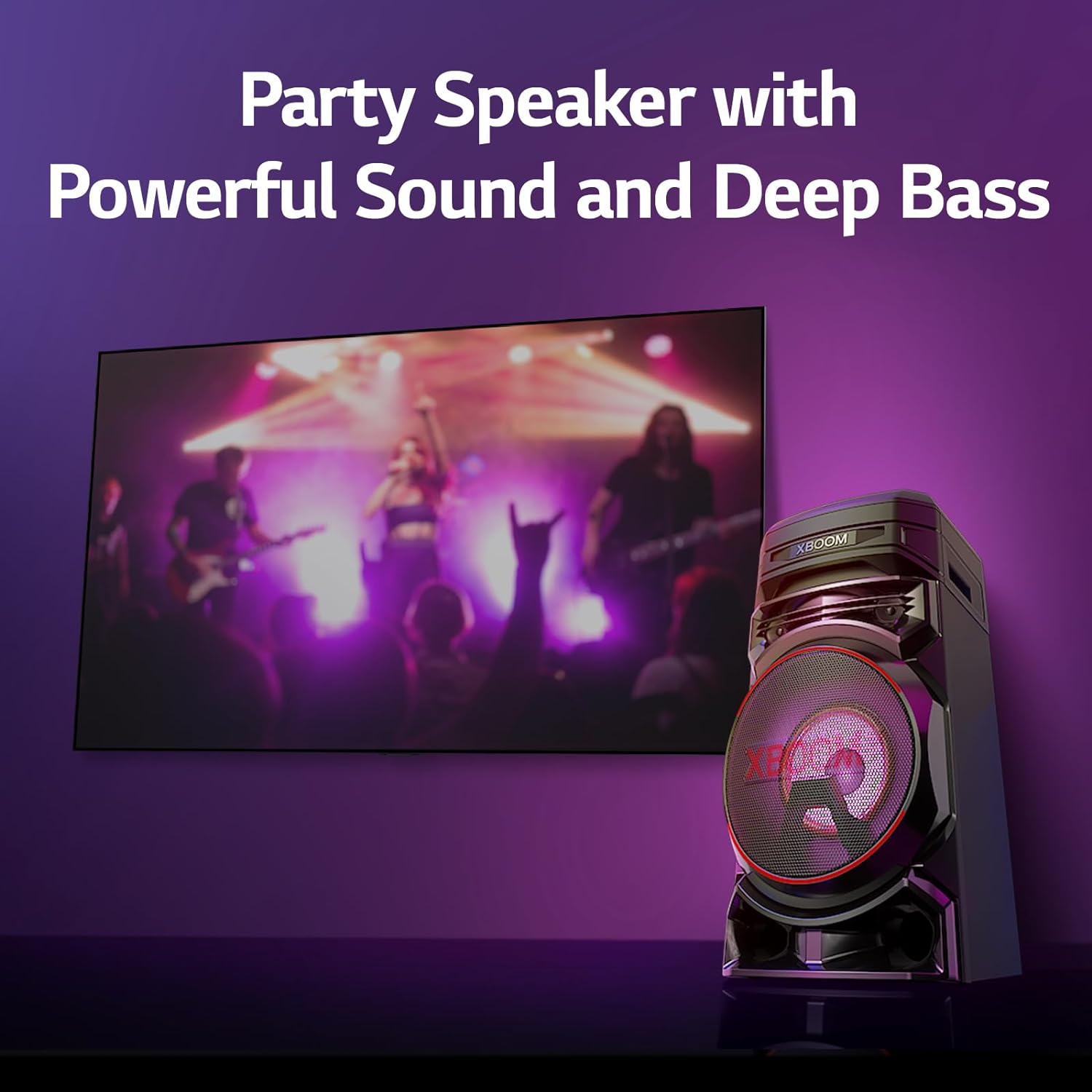 LG XBOOM RNC5 Party Speaker, Multi Color Lighting, Karaoke Feature, 1 Mic + 1 Guitar Input, Wireless Party Link, USB, Bluetooth Connection, XBOOM App - Mahajan Electronics Online