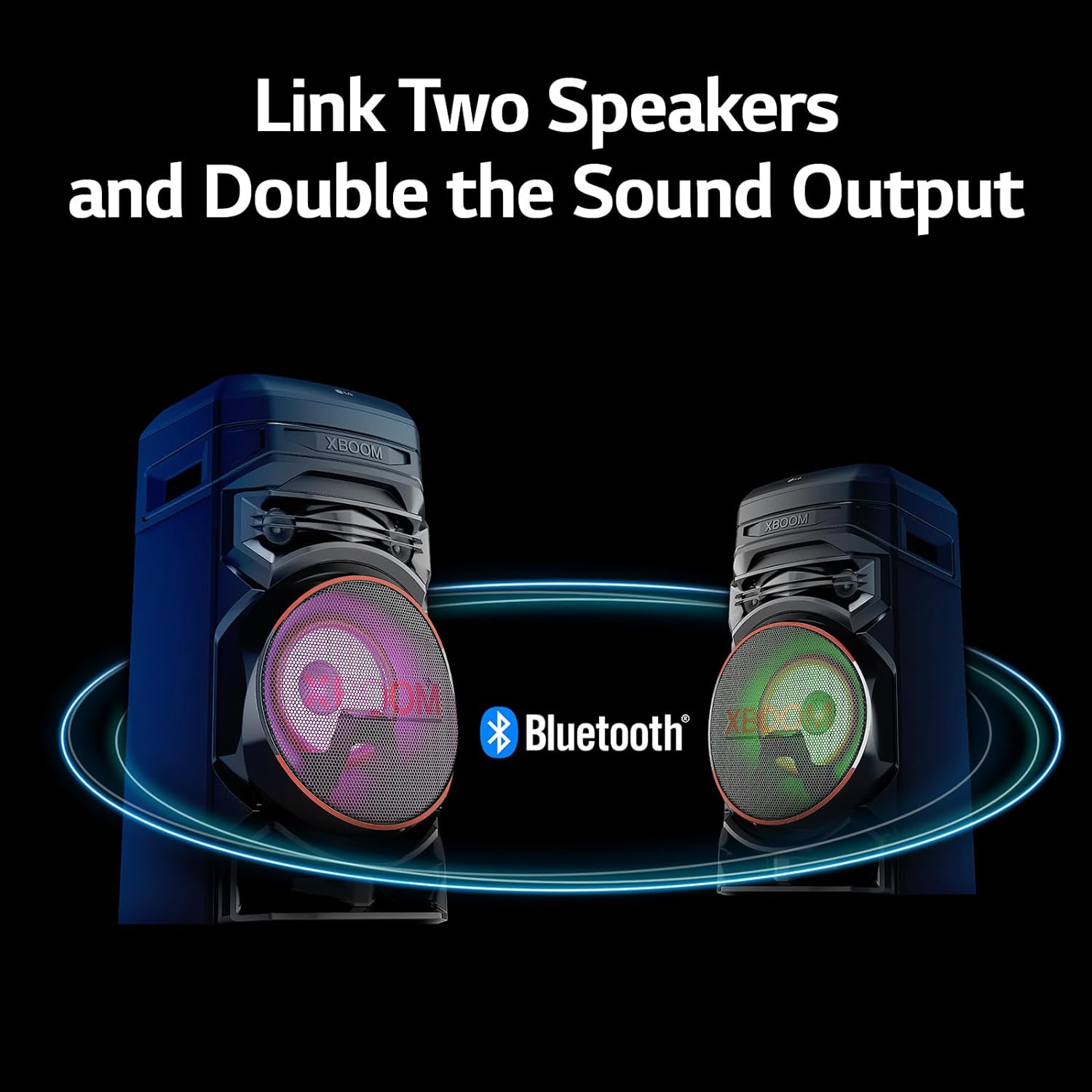 LG XBOOM RNC5 Party Speaker, Multi Color Lighting, Karaoke Feature, 1 Mic + 1 Guitar Input, Wireless Party Link, USB, Bluetooth Connection, XBOOM App - Mahajan Electronics Online