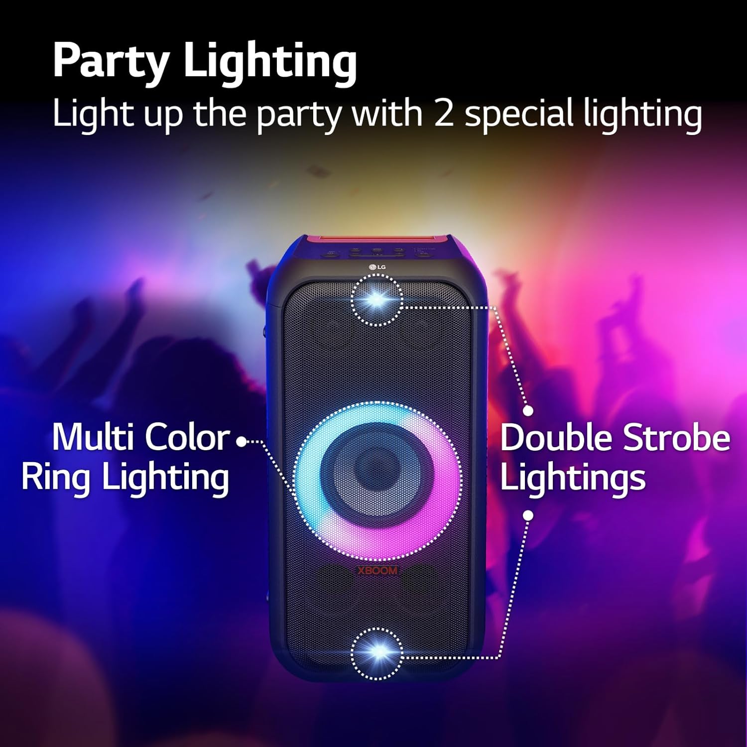 LG XBOOM XL5S 200W 2.1ch Multi-Color Ring Lighting Audio System up to 12HR Battery - Mahajan Electronics Online