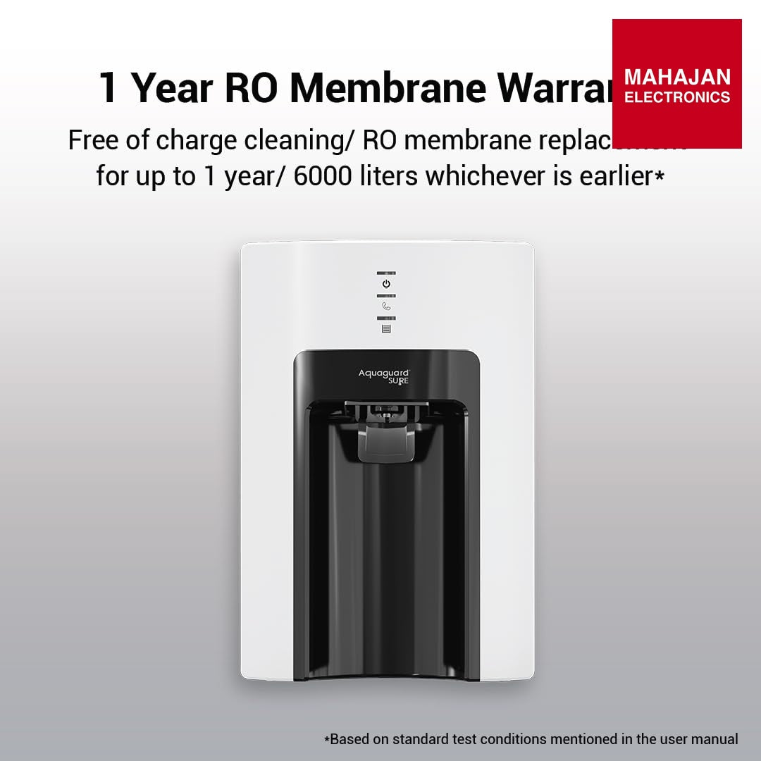 Aquaguard Sure Champ Steel Model: GWPDACRUS00B1X Water Purifier | 2 Year Filter Life | With Mega Sediment – Mahajan Electronics Online.