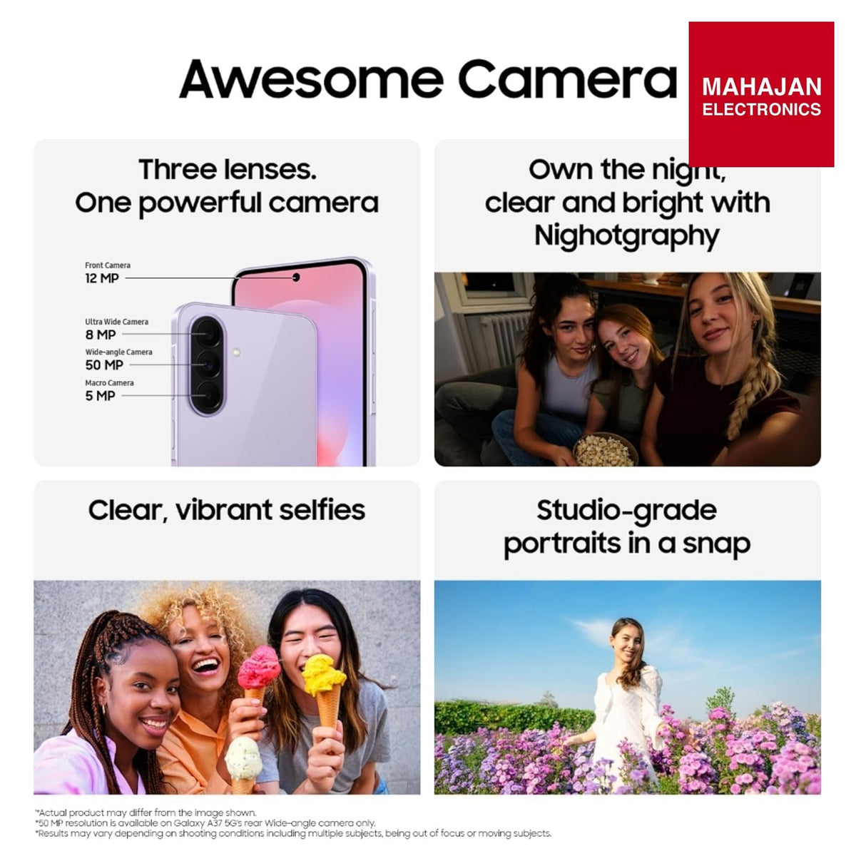 Samsung Galaxy A37 5G (Awesome Lavender, 12GB RAM, 256GB Storage), Agentic AI, Triple Camera with – Mahajan Electronics Online.