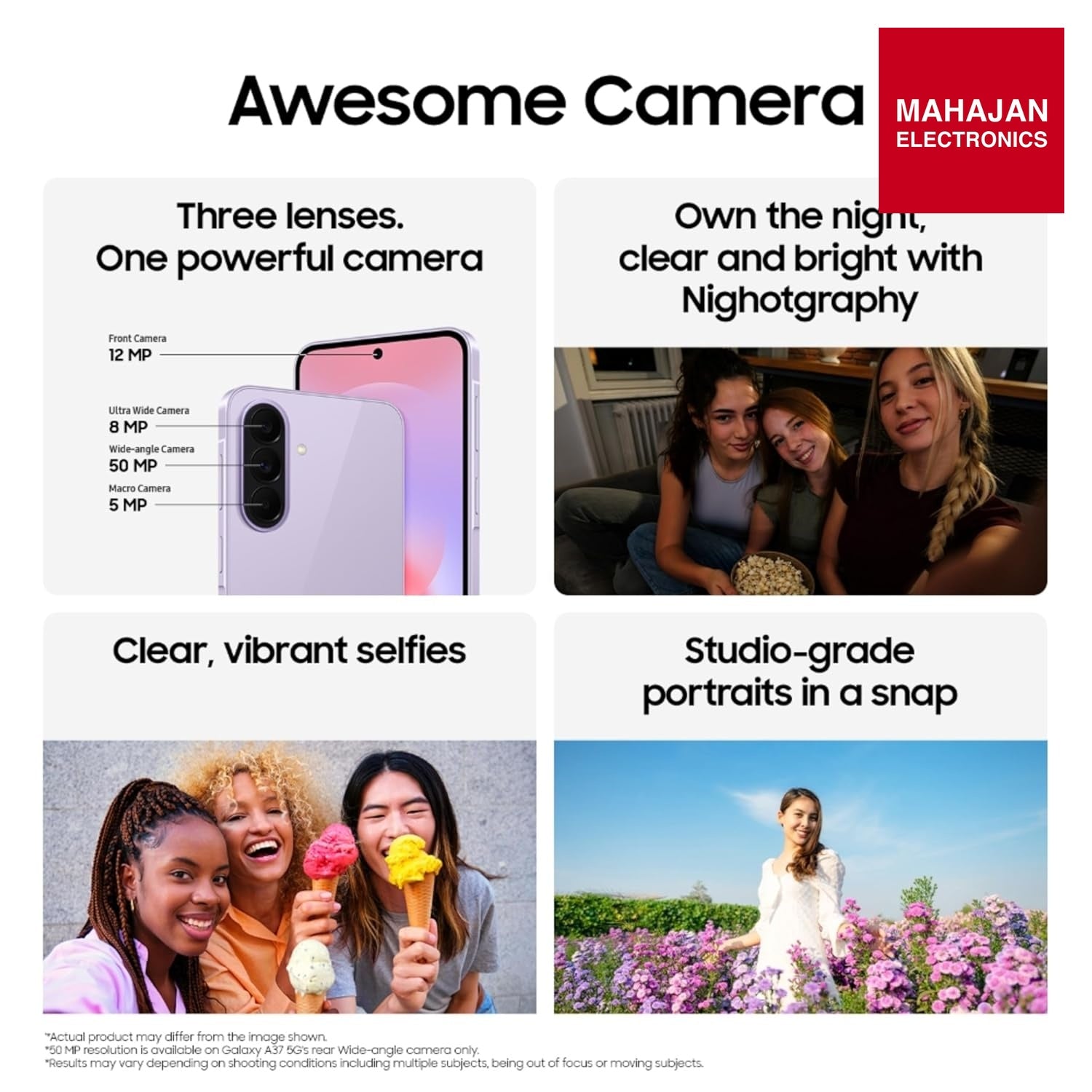 Samsung Galaxy A37 5G (Awesome Charcoal, 8GB RAM, 256GB Storage), Agentic AI, Triple Camera with Nightography – Mahajan Electronics Online.