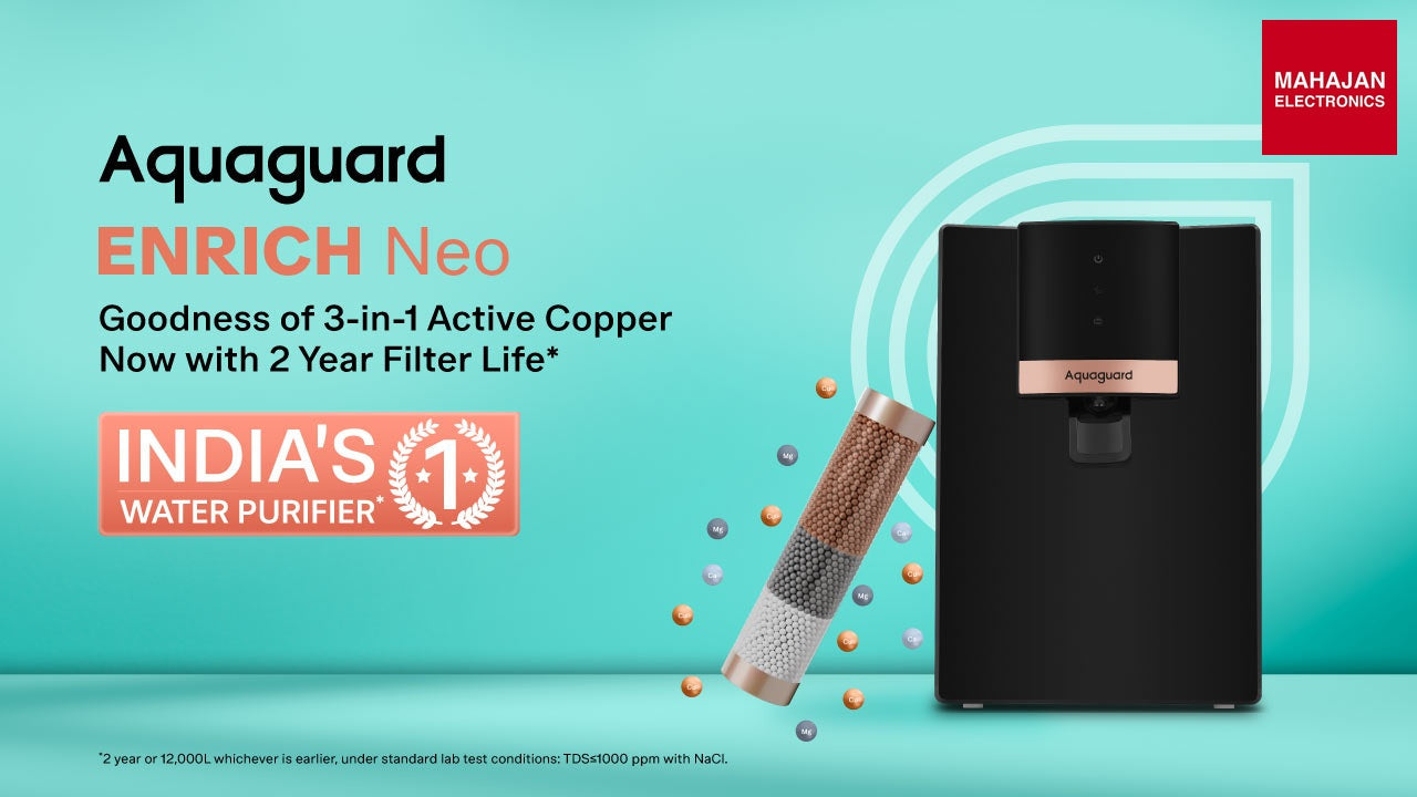 Eureka Forbes Aquaguard Enrich Neo RO+ UV Water Purifier – 6.2L Storage, Mineral Charge Technology, Ideal for – Mahajan Electronics Online.