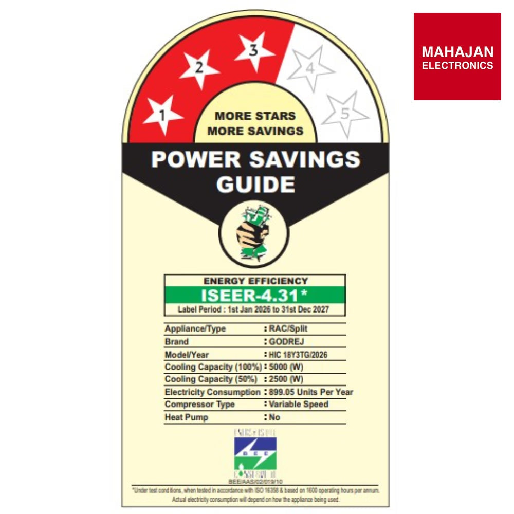 Godrej HIC18Y3TG WA 1.5 Ton 3 Star Inverter AC | 5-in-1 Convertible | R32 Gas | Copper Condenser | Anti-Viral – Mahajan Electronics Online.