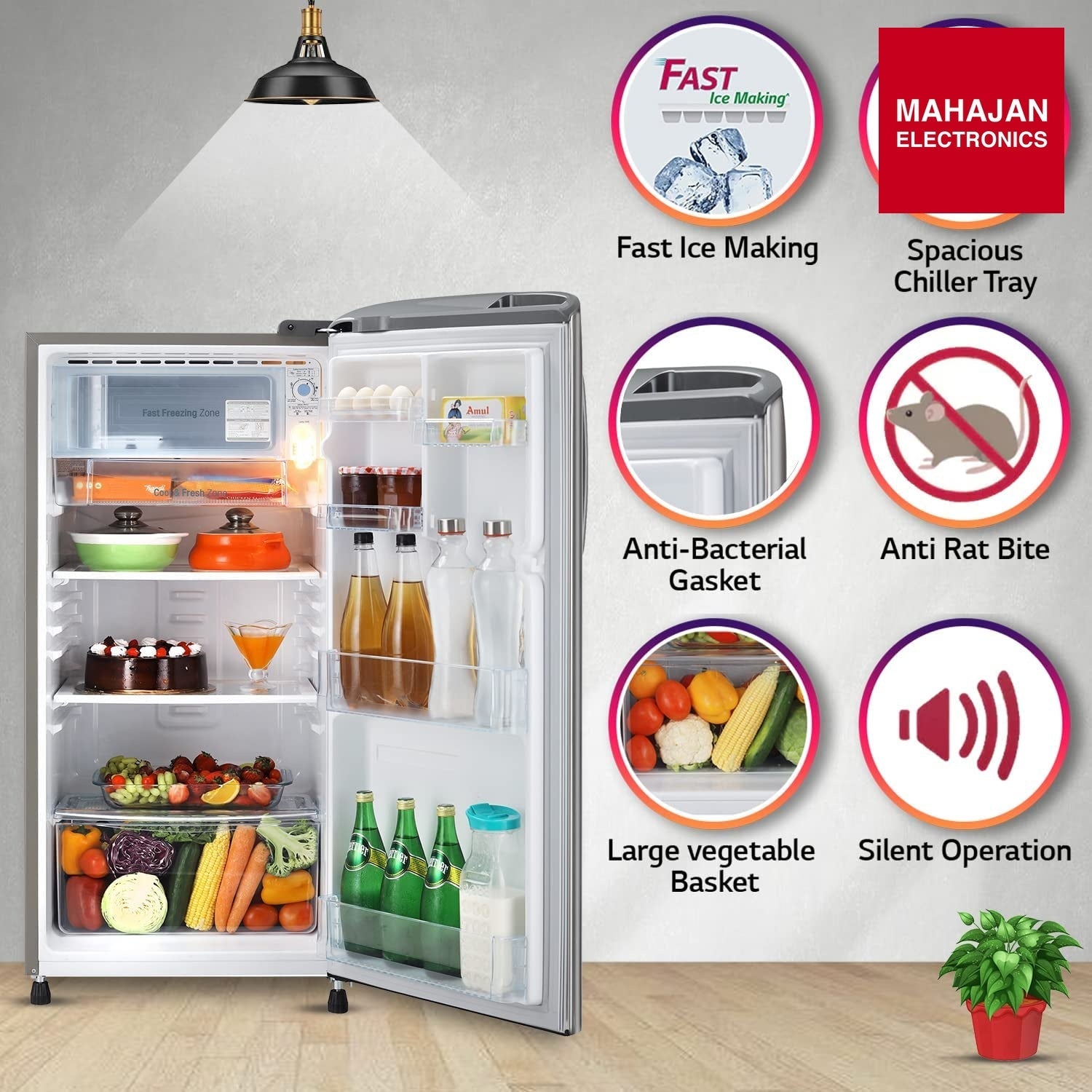 LG GLD1936YAPZ 185 L 3 Star Direct-Cool Single Door Refrigerator ( Shiny Steel, Fast Ice Making, Gross Volume – Mahajan Electronics Online.