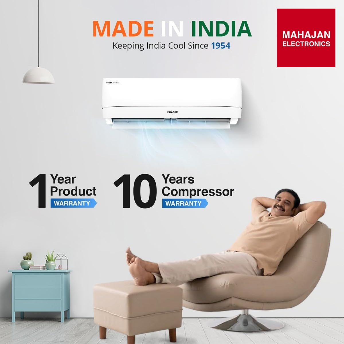 Voltas 183INV VECTRA AURA (2026 Series) 1.5 Ton 3 Star Inverter Split AC – 5-in-1 Adjustable Mode, Copper – Mahajan Electronics Online.