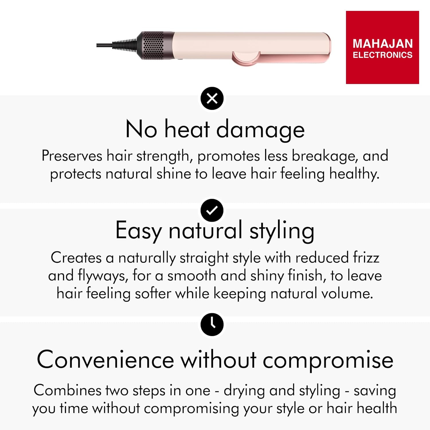 Dyson Airstrait™ Hair Straightener| Wet-to-dry straightener | Straightens with air | No hot plates, no heat – Mahajan Electronics Online.