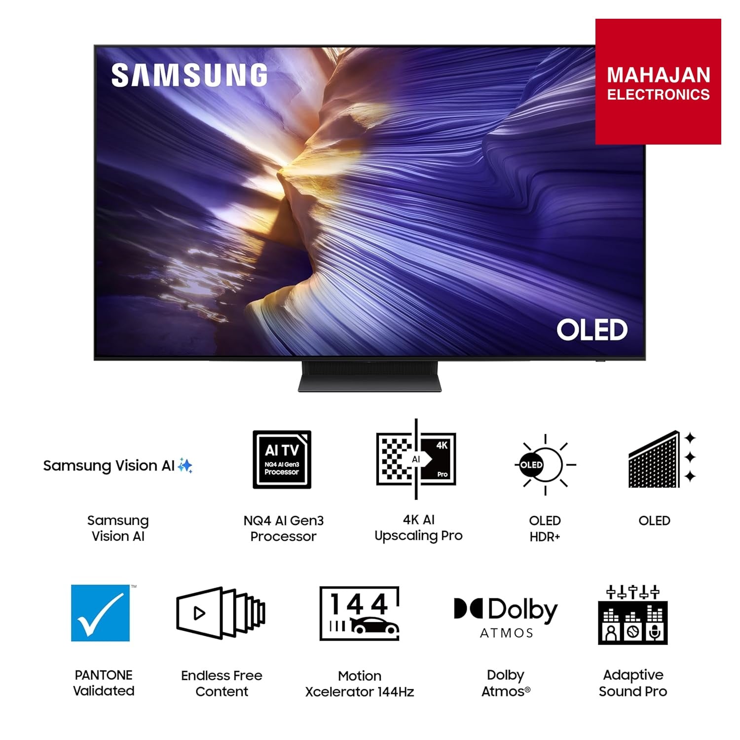 Samsung QA65S90HAELXL 65 Inch 4K Ultra HD Smart OLED TV – Graphite Black | OLED HDR+, 144Hz, Dolby Atmos – Mahajan Electronics Online.