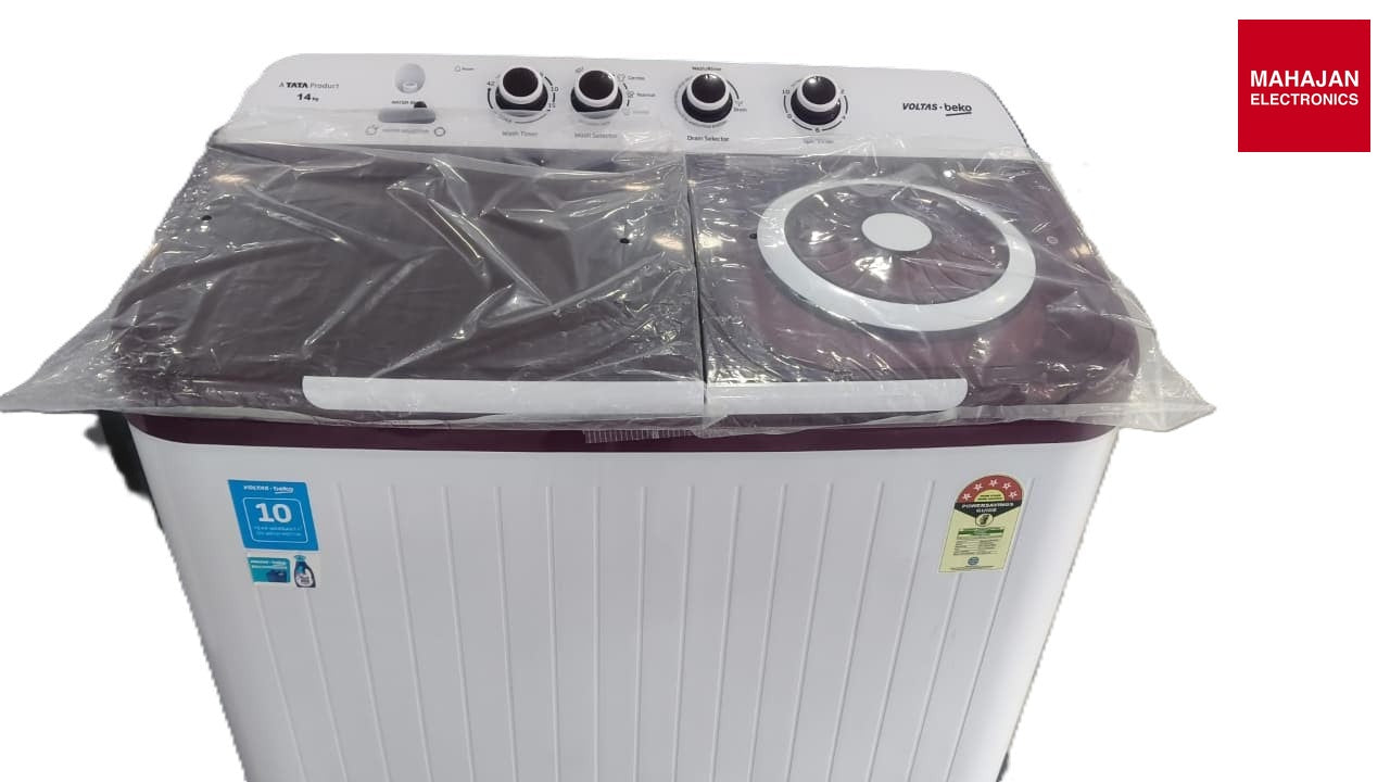 Buy Voltas Beko WTT14UEA/BRSSWH4PTDA 14 Kg Semi Automatic Top Load Washing Machine-Online Mahajan Electronics – Mahajan Electronics Online.