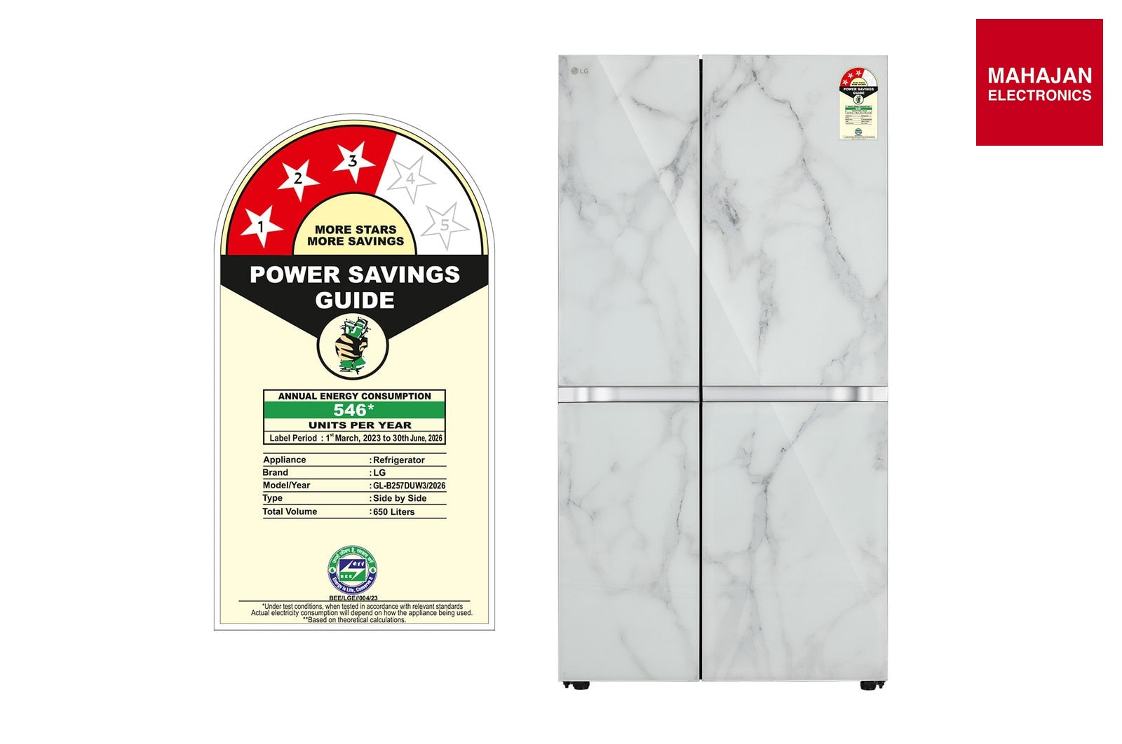 LG GL-B257DUW3 650L Side-by-Side Refrigerator, Convertible, Multi-Air Flow, Smart Diagnosis™, Ultra Glam – Mahajan Electronics Online.