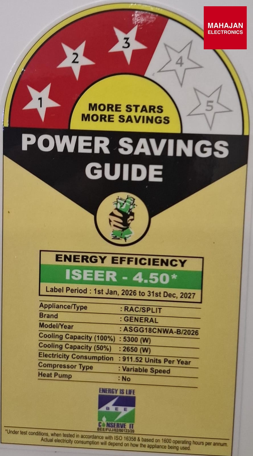 O General ASGG18CNWA-B 1.5 Ton 3 Star Inverter Split AC | Copper Condenser | R32 | Free Standard Installation – Mahajan Electronics Online.