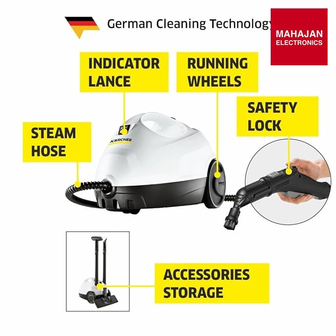 KARCHER SC 2 EasyFix Steam Cleaner, 1500W, 3.2 Bar Pressure, 1200L Steam/L Water, Chemical Free Cleaning – Mahajan Electronics Online.