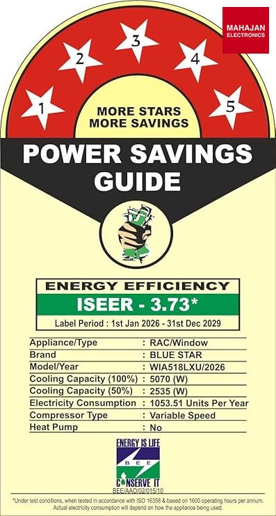 Blue Star WIA518LXU 1.5 Ton 5 Star Inverter Window AC | 5-in-1 Convertible Cooling | Copper Condenser | Turbo – Mahajan Electronics Online.