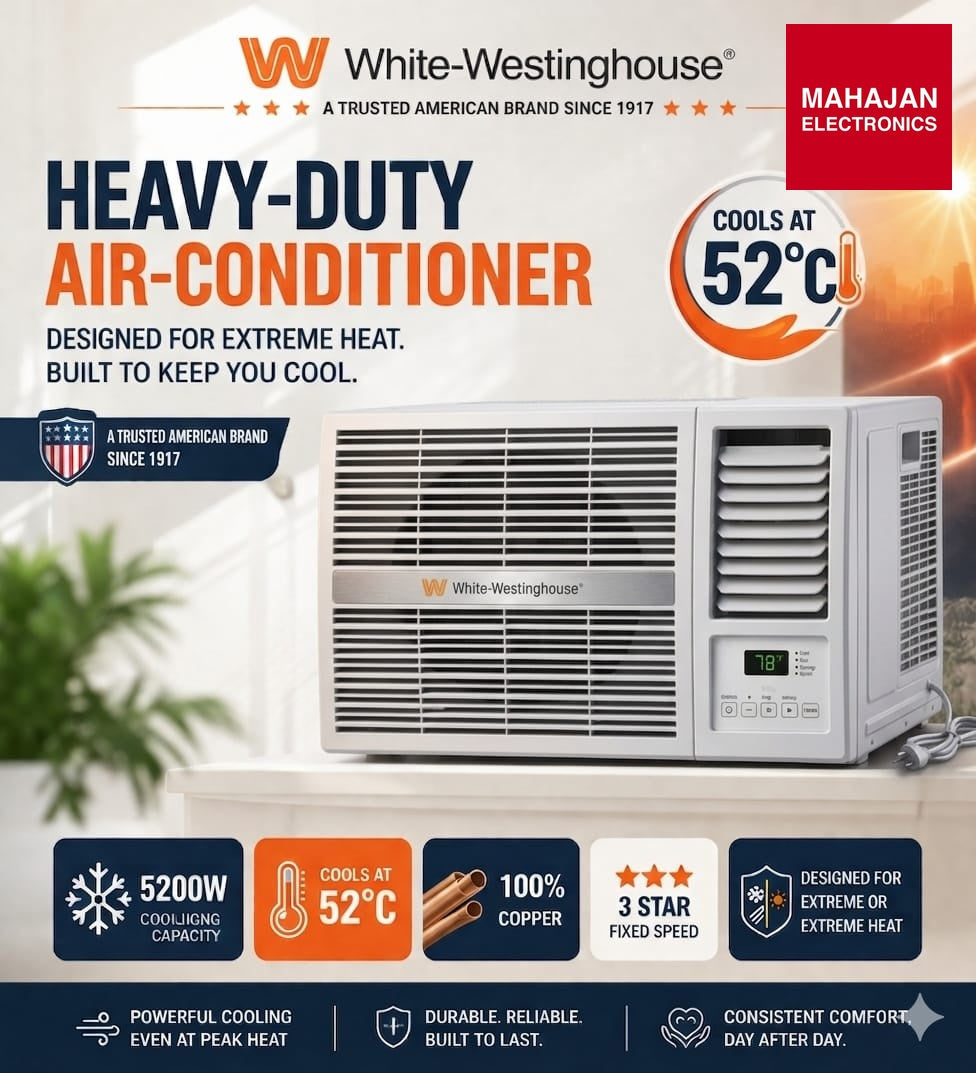 White Westinghouse WERAC19F3HD 1.5 Ton 3 star Fixed Speed Window Air Conditioner 2026 Series-Online Mahajan – Mahajan Electronics Online.