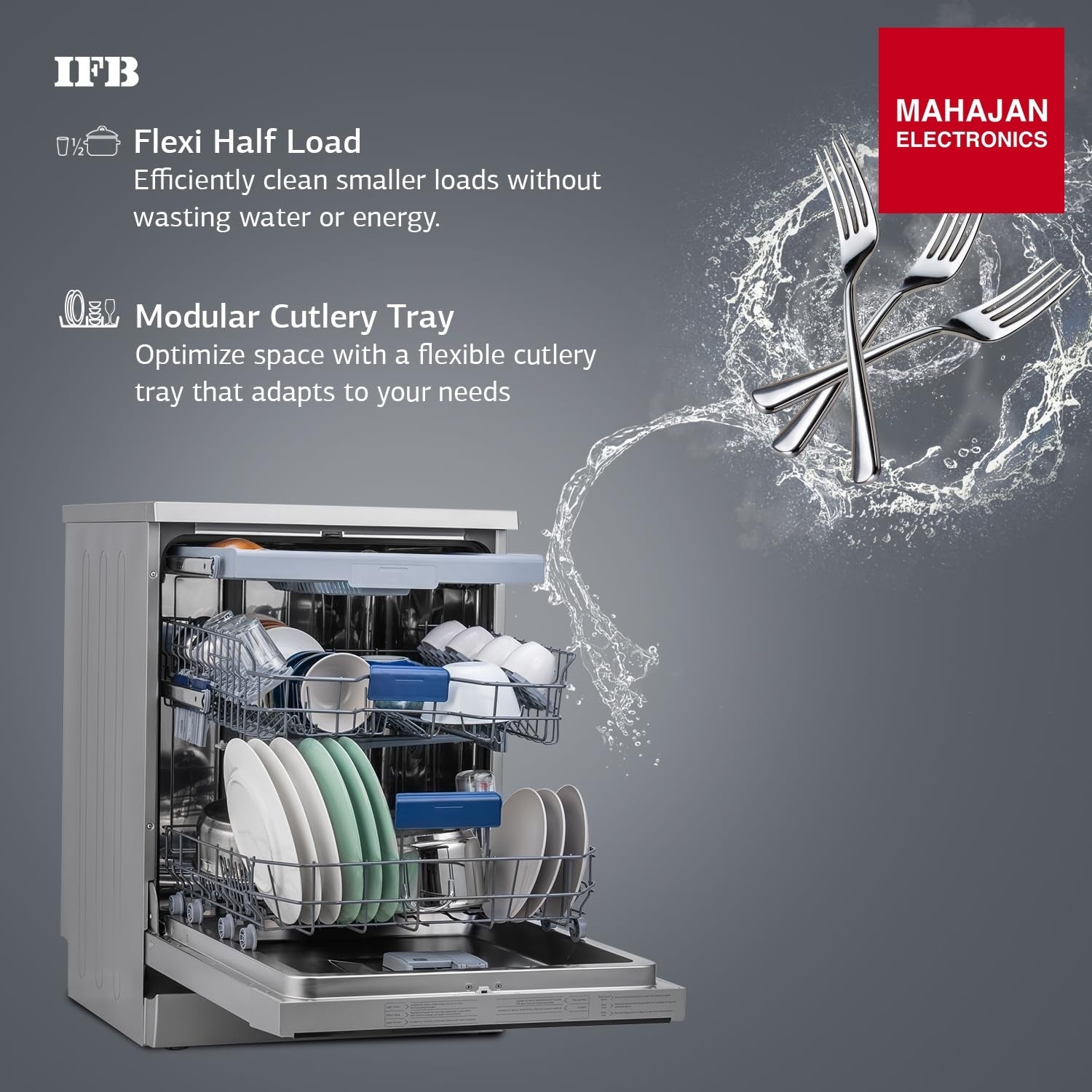 IFB Neptune VX15 15 Place Settings with DeepClean® Technology Freestanding Dishwasher ( Dark Silver, 70° Hot – Mahajan Electronics Online.
