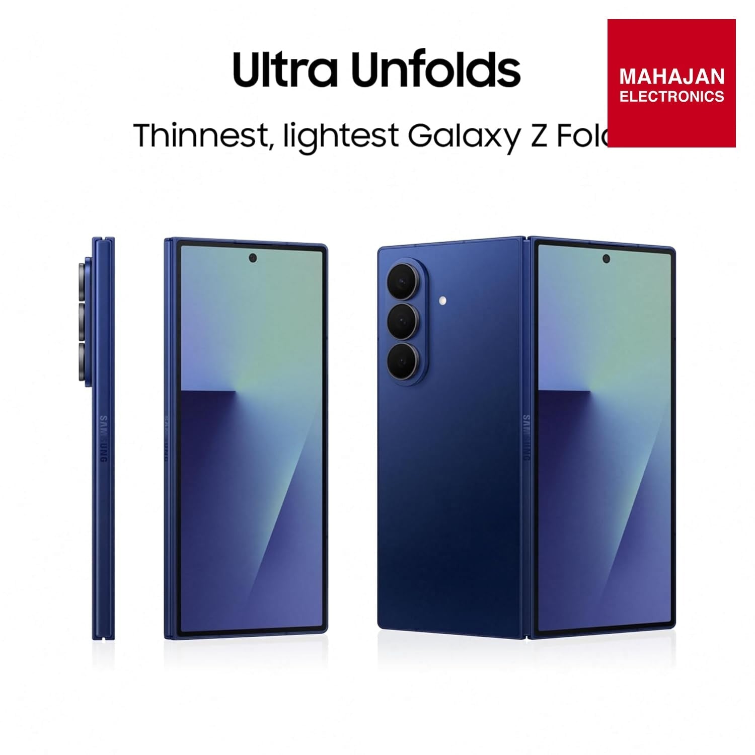 Samsung Galaxy Z Fold7 5G Smartphone with Galaxy AI (Blue Shadow, 12GB RAM, 256GB Storage), Ultra Sleek – Mahajan Electronics Online.