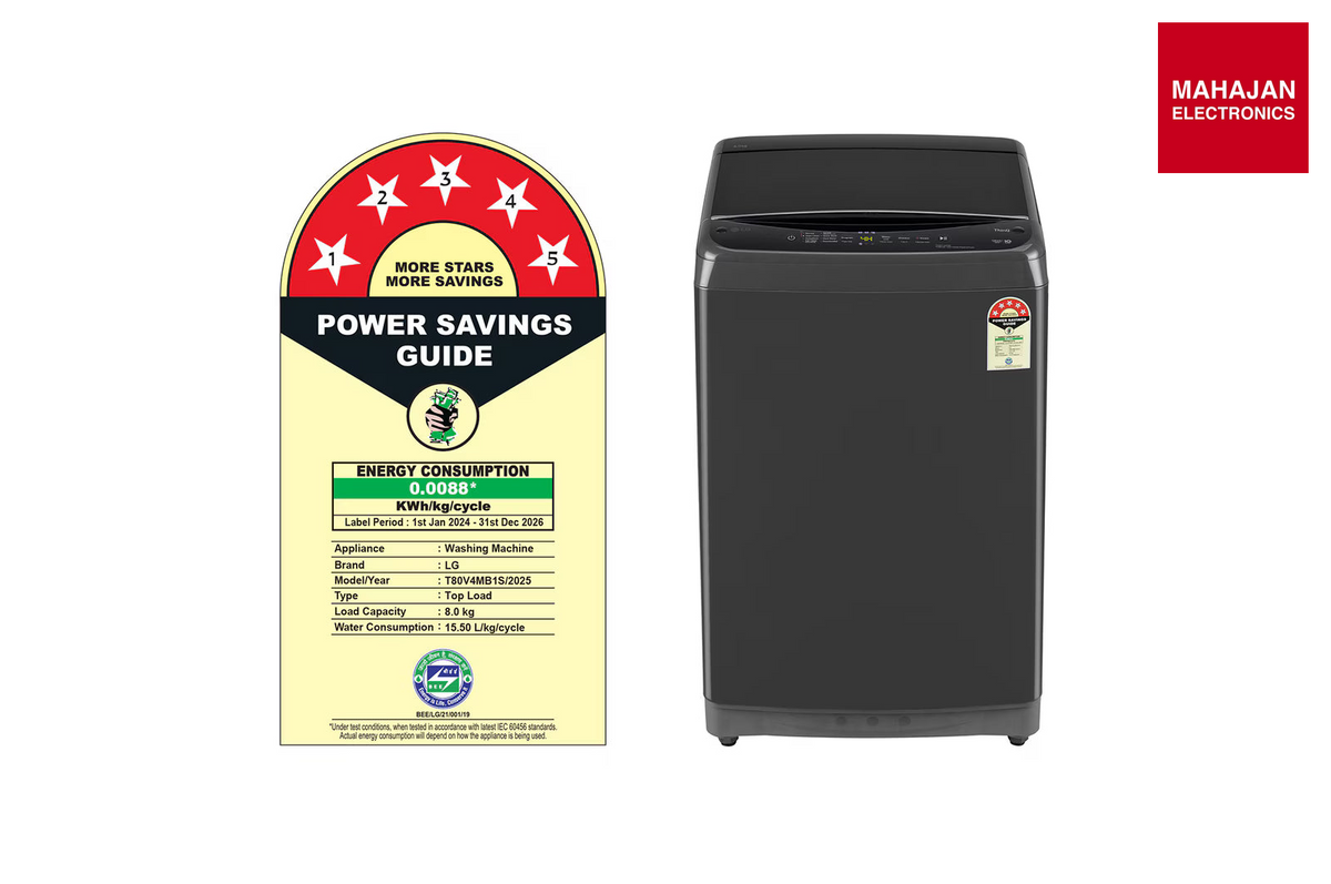 LG T80V4MB1S 8Kg Top Load Washing Machine, In-built Heater, Middle Black β Mahajan Electronics Online.
