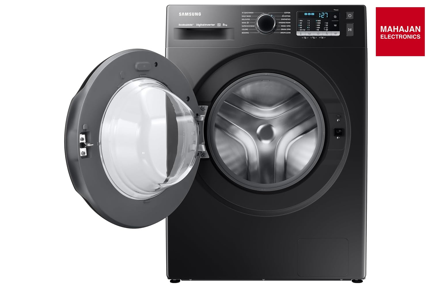 Samsung WW80TA046AB1TL 8 kg, Hygiene Steam with Inbuilt Heater, Digital Inverter, Fully-Automatic Front Load Washing Machine ( Black) Mahajan Electronics Online