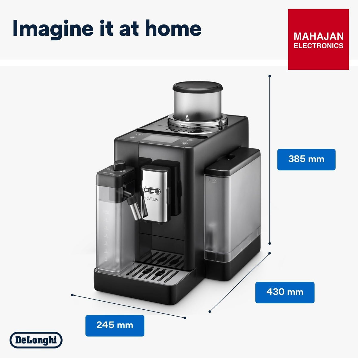 De'Longhi Rivelia EXAM440.55.B Fully Automatic Coffee Machine – LatteCrema Hot, Automatic Milk Frother – Mahajan Electronics Online.