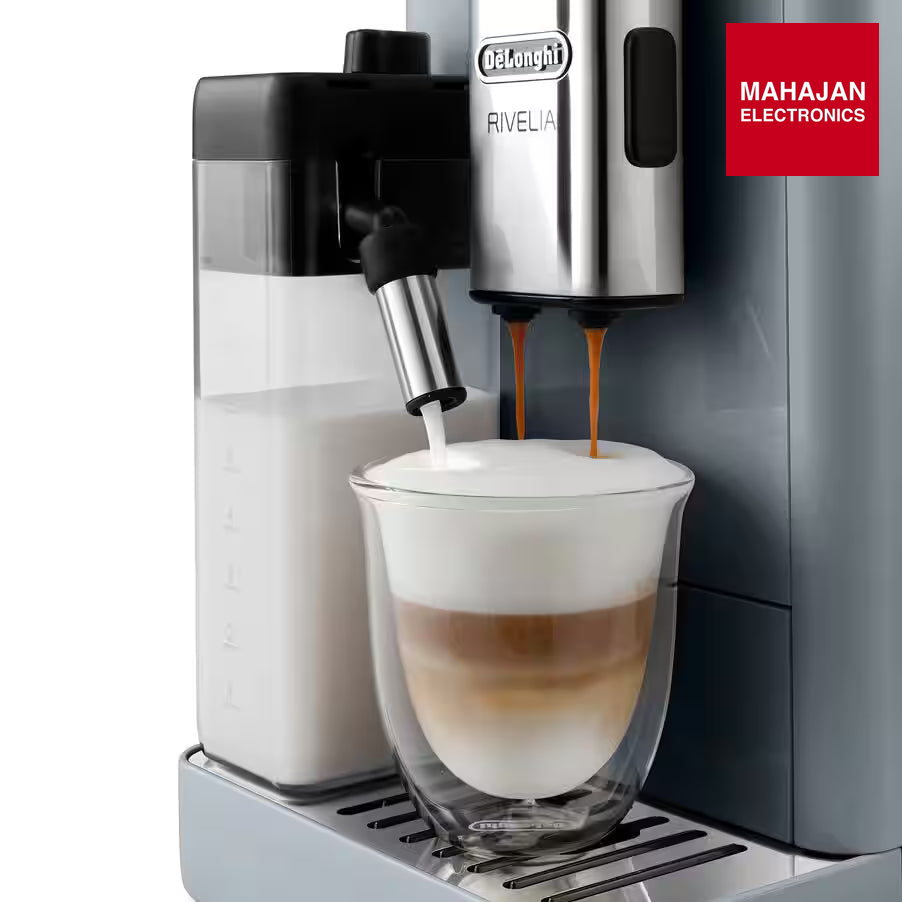De'Longhi Rivelia EXAM440.55.G Fully Automatic Coffee Machine – LatteCrema Hot, Automatic Milk Frother – Mahajan Electronics Online.