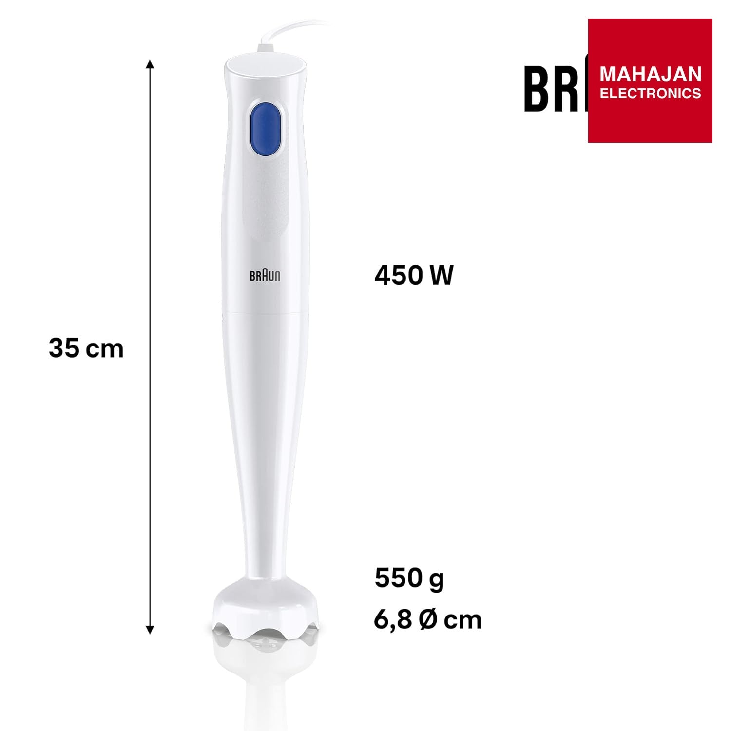 Braun MQ10.000PWH MultiQuick 1 Hand Blender 450W with EasyTwist Technology, Lightweight, Stainless Steel – Mahajan Electronics Online.