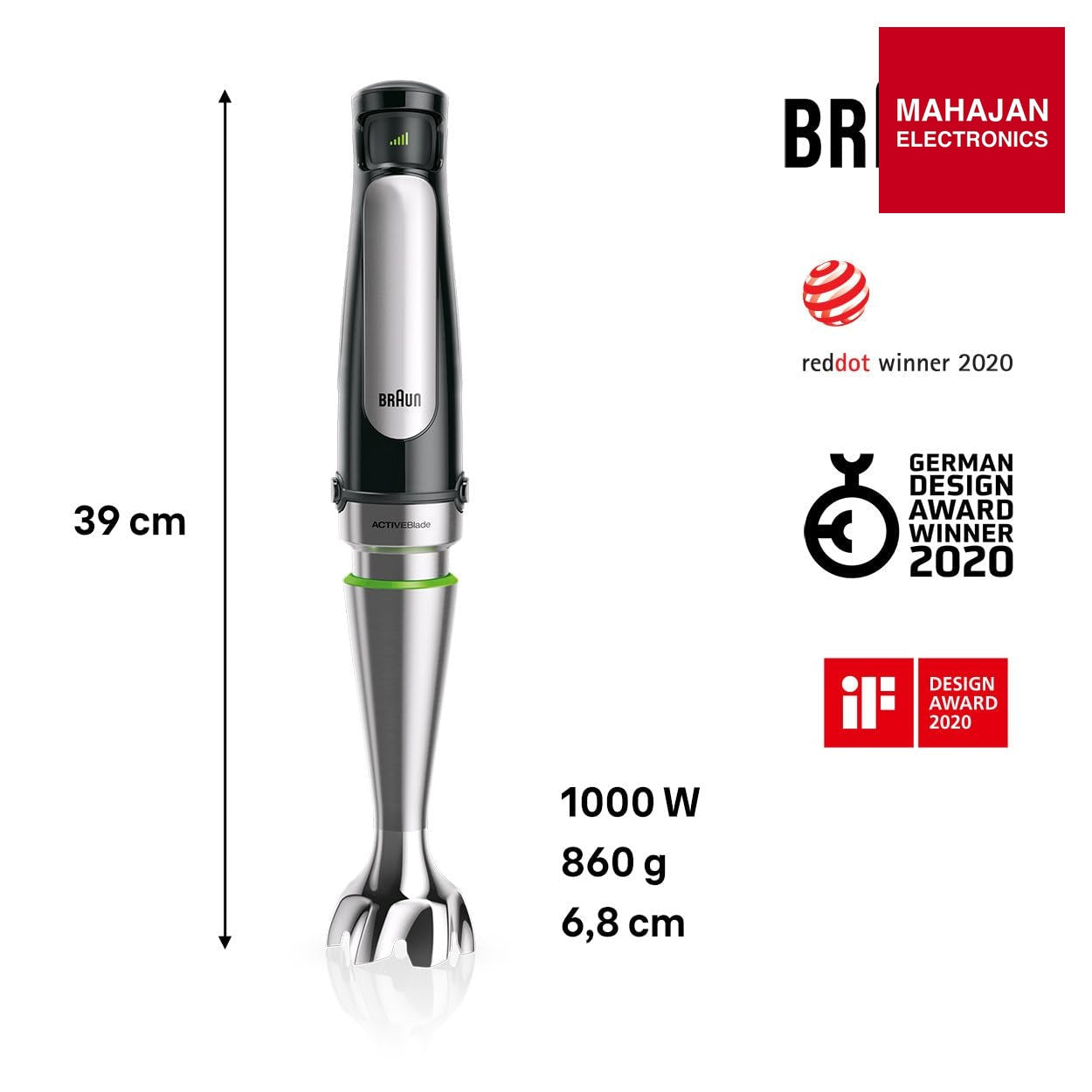 Braun MQ7075X MultiQuick 7 Hand Blender 1000W with Beaker, 1.5L Food Processor, Whisk, ActiveBlade, Easy – Mahajan Electronics Online.