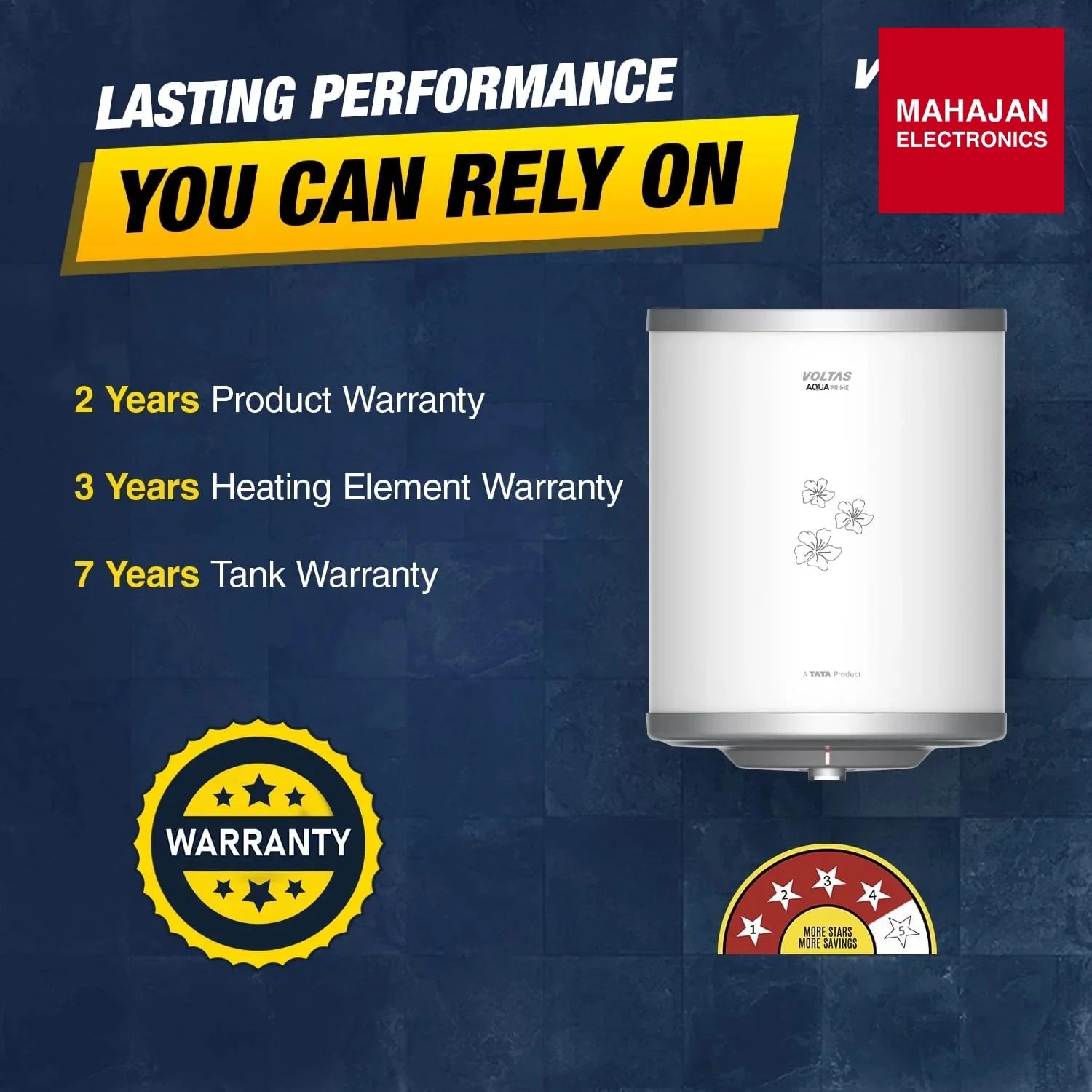 Voltas Aqua Prime 4 Star Water Heater - 15L (2000 W) 4610035 – Mahajan Electronics Online.