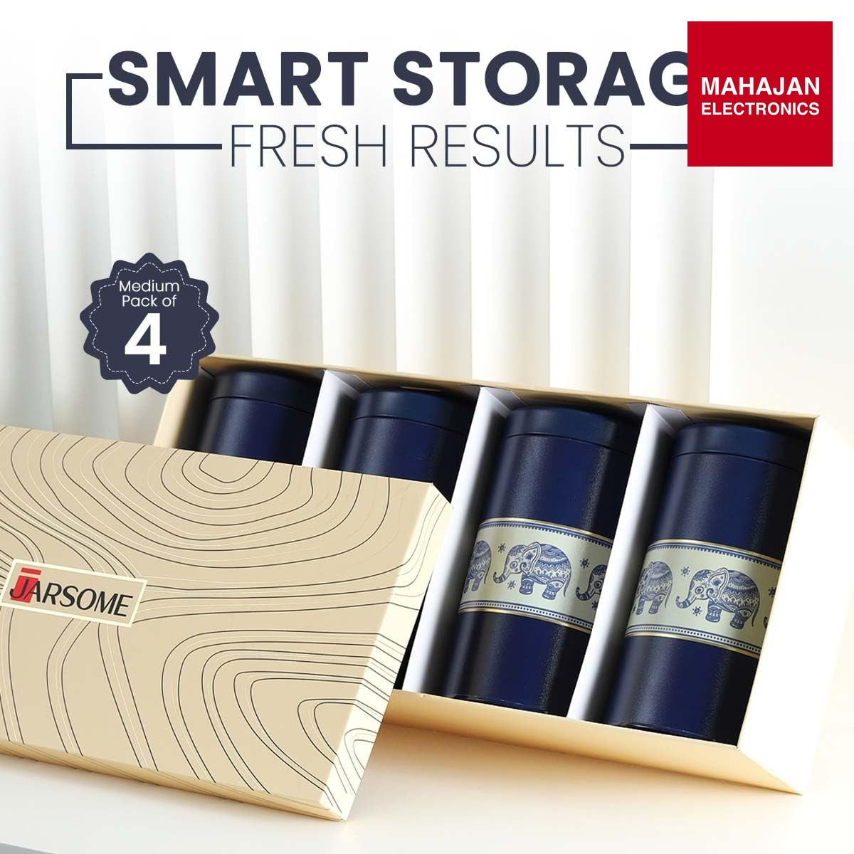 Mandala Collection Airtight Kitchen Container Set - Food Grade Metal Jars for Rusk, Cookies, Candies & More – Mahajan Electronics Online.