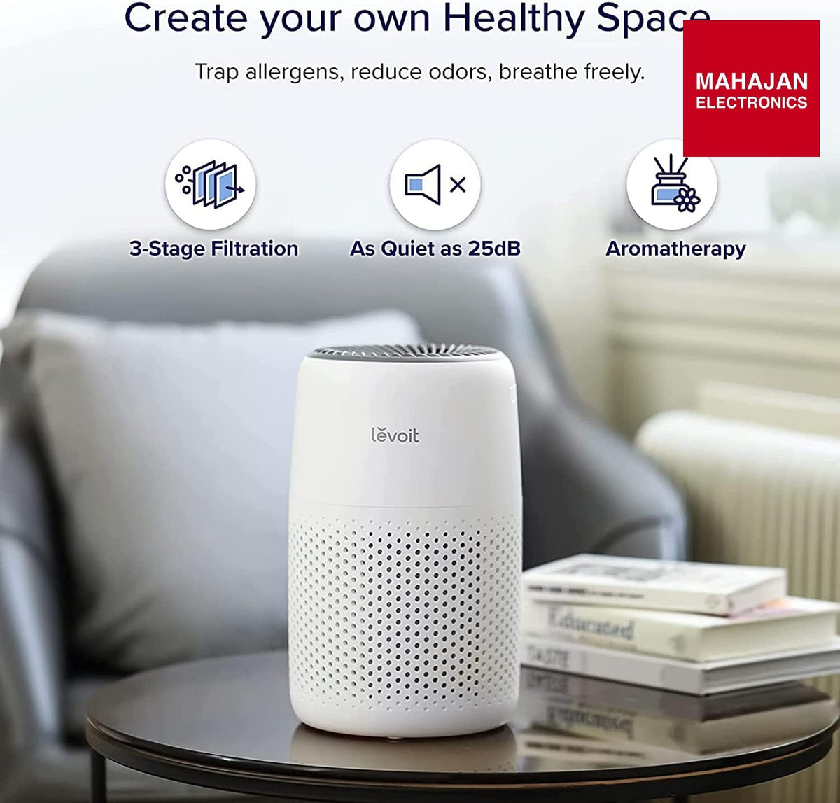 LEVOIT Core Mini Air Purifier For Coverage Area 183 Sq Ft, H13 Truehepa Filter, Remove 99.97% Dust, Smoke, & – Mahajan Electronics Online.