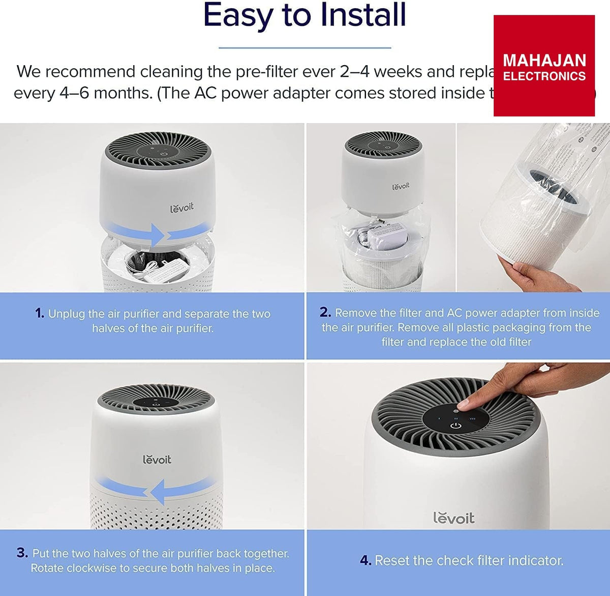 LEVOIT Core Mini Air Purifier For Coverage Area 183 Sq Ft, H13 Truehepa Filter, Remove 99.97% Dust, Smoke, & – Mahajan Electronics Online.