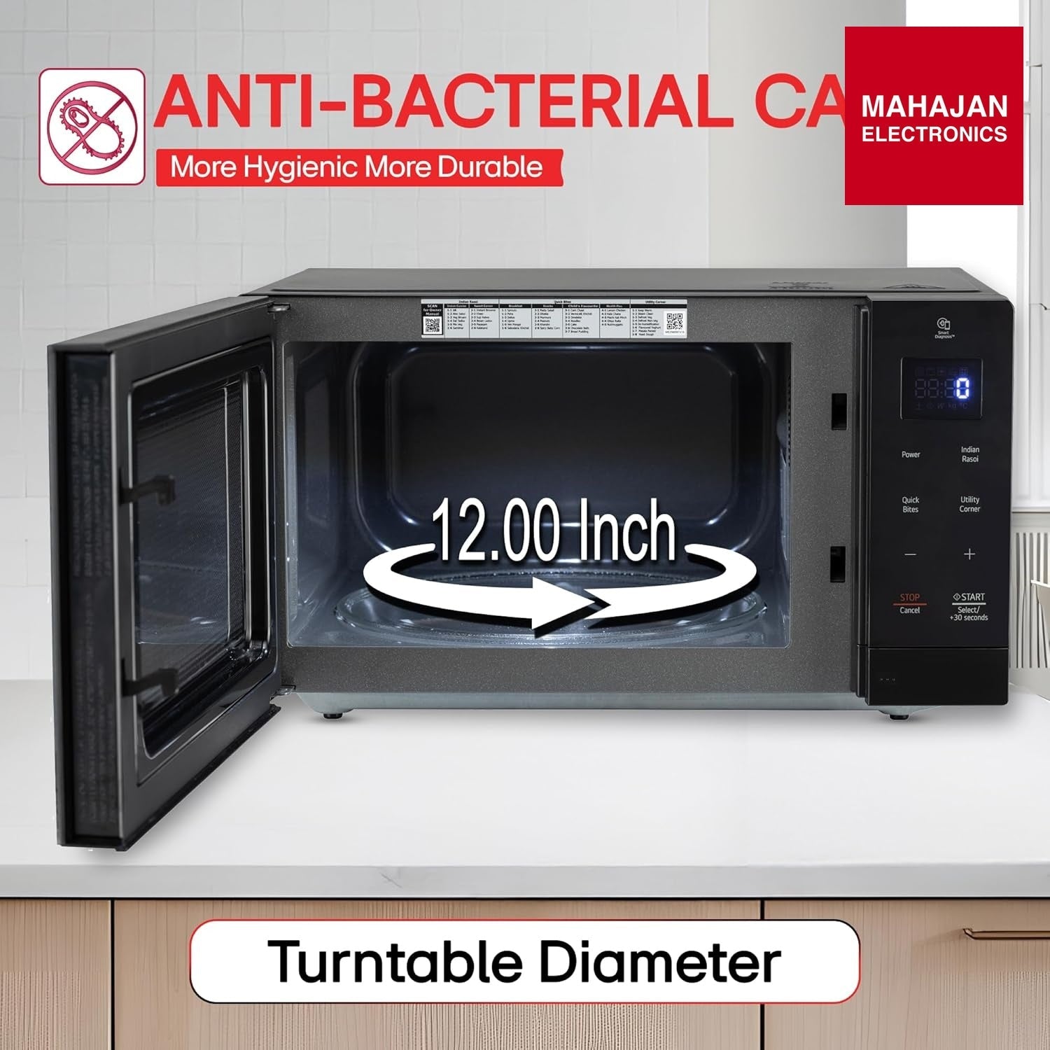LG 30 L Solo Microwave Oven (MS3032BK, Black, 44 Auto Cook Menu, Steam Clean, Anti-bacterial cavity) – Mahajan Electronics Online.