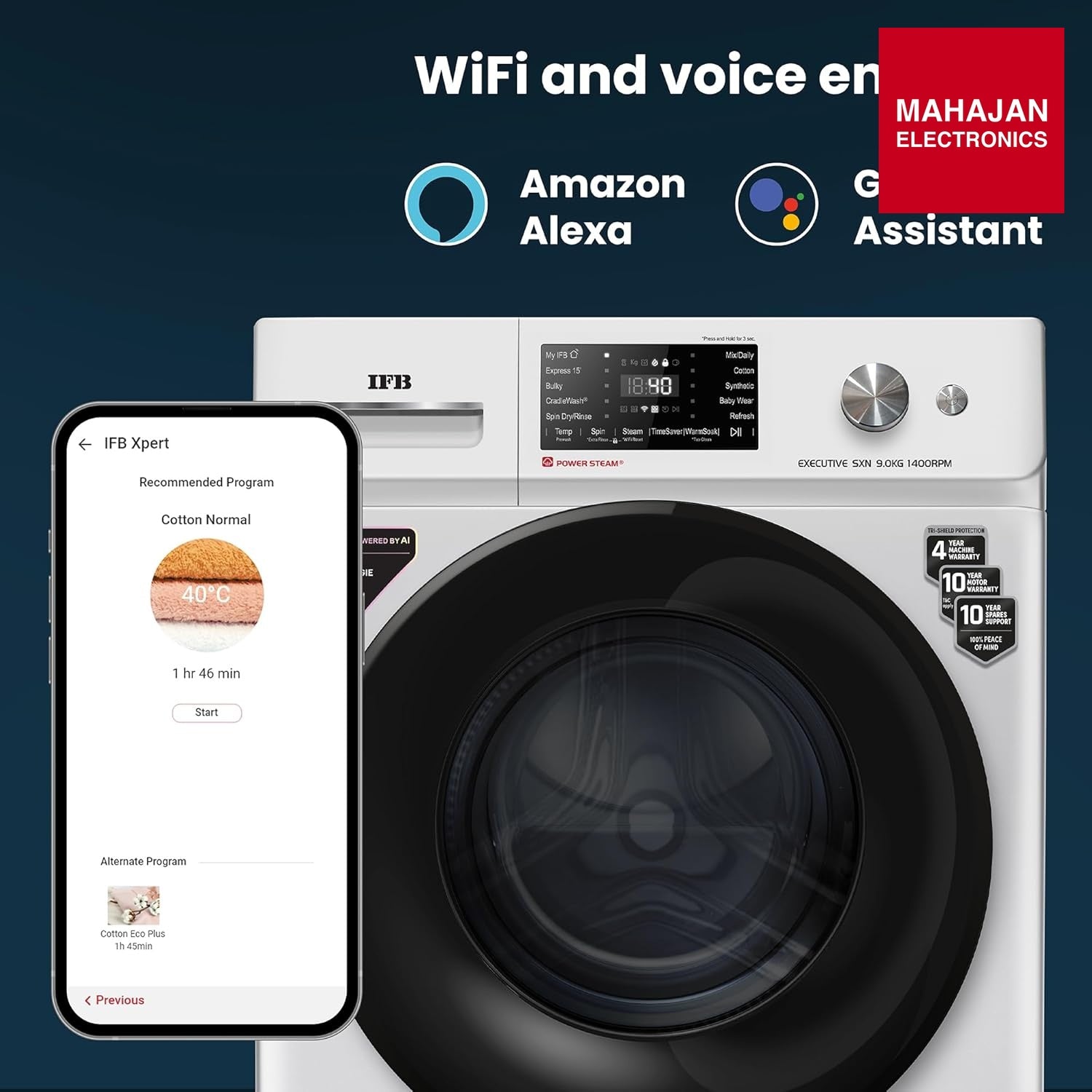 IFB EXECUTIVE SXN 9014K CMS 9 Kg 5 Star, DeepClean® Tech, AI Powered, WiFi, Fully Automatic Front Load – Mahajan Electronics Online.