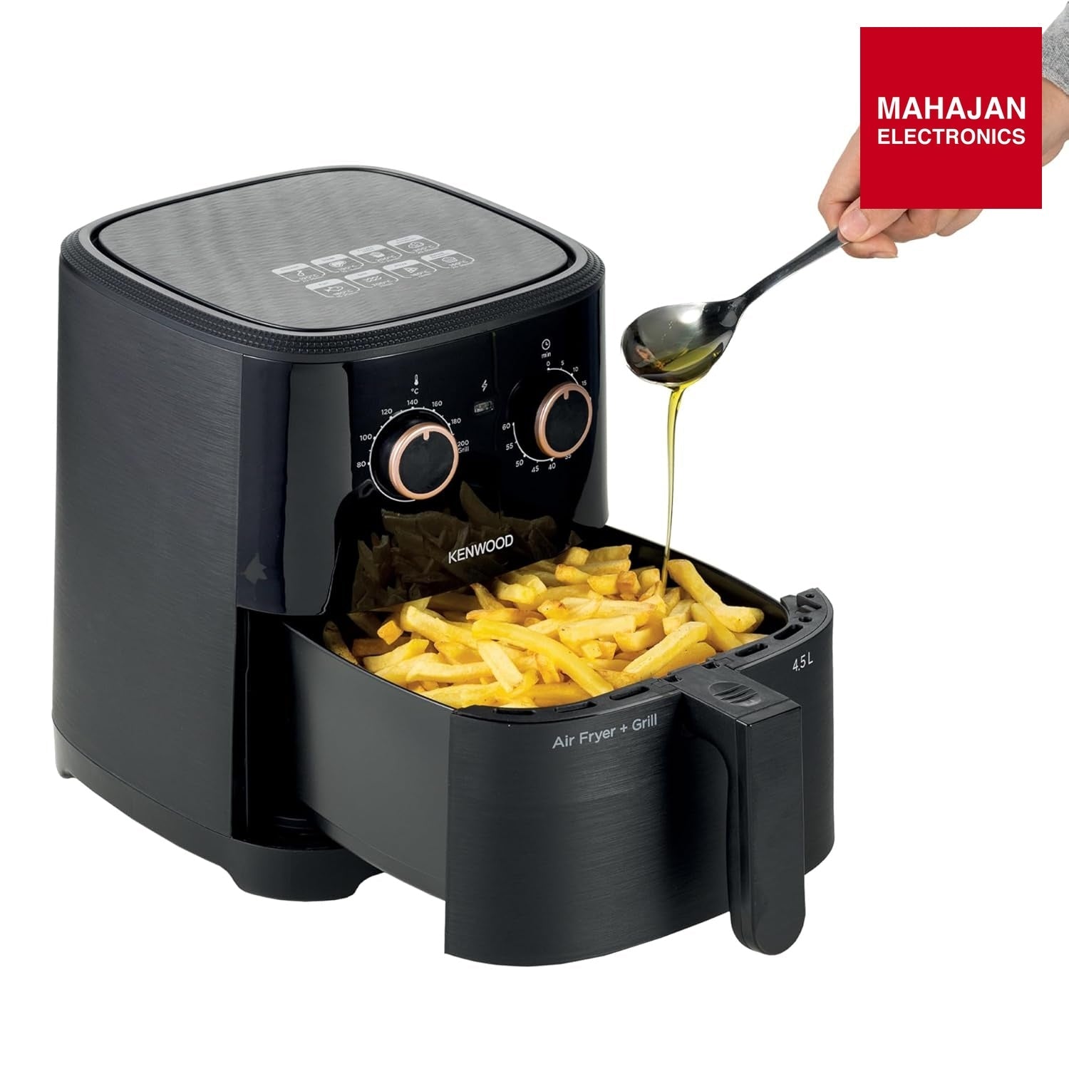 KENWOOD HFP40.000BK Airfryer + Grill XL 4.5L 1300W Air Fryer with Grill Function, Recipe Book, Rapid Hot Air – Mahajan Electronics Online.