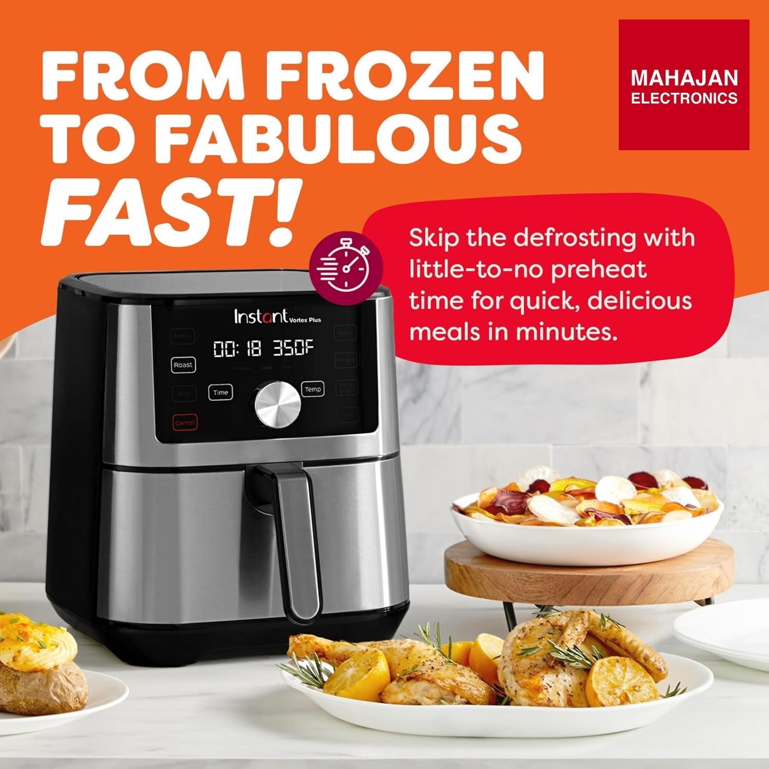 Instant Pot Air Fryer, Vortex 6 Litre, Touch Control Panel, 360° EvenCrisp Technology, Uses 95% less Oil – Mahajan Electronics Online.