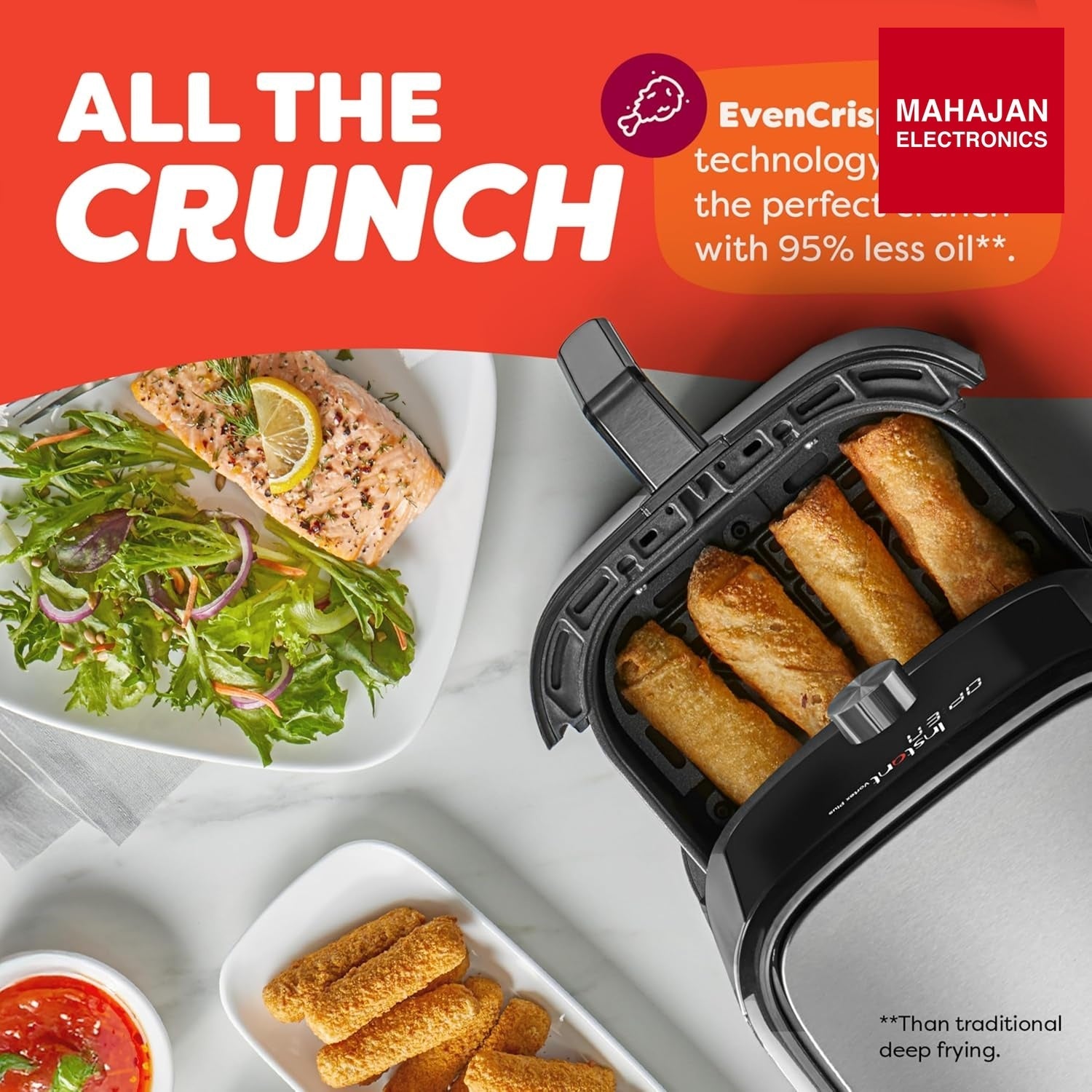 Instant Pot Air Fryer, Vortex 6 Litre, Touch Control Panel, 360° EvenCrisp Technology, Uses 95% less Oil – Mahajan Electronics Online.